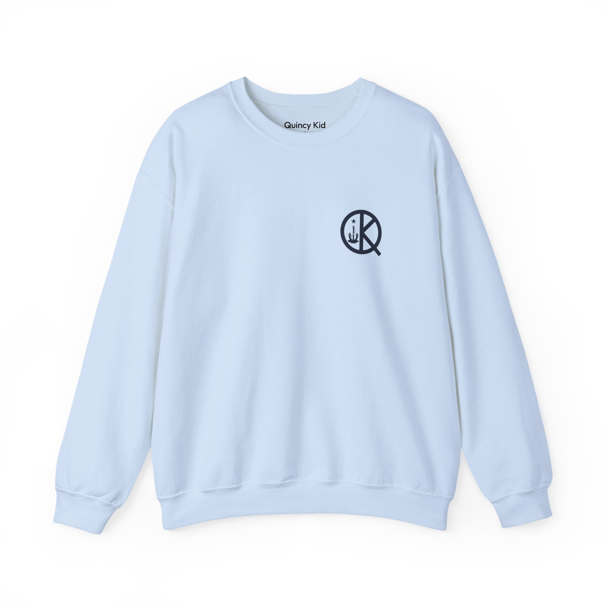 Quincy Kid Crewneck Sweatshirt With Navy Emblem