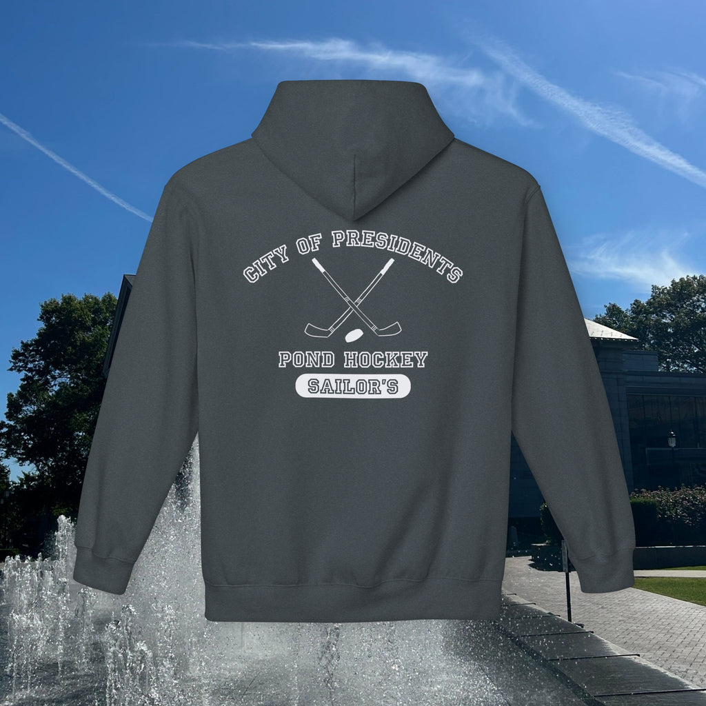 Sailor's Pond Hockey Softstyle Hoodie White Text