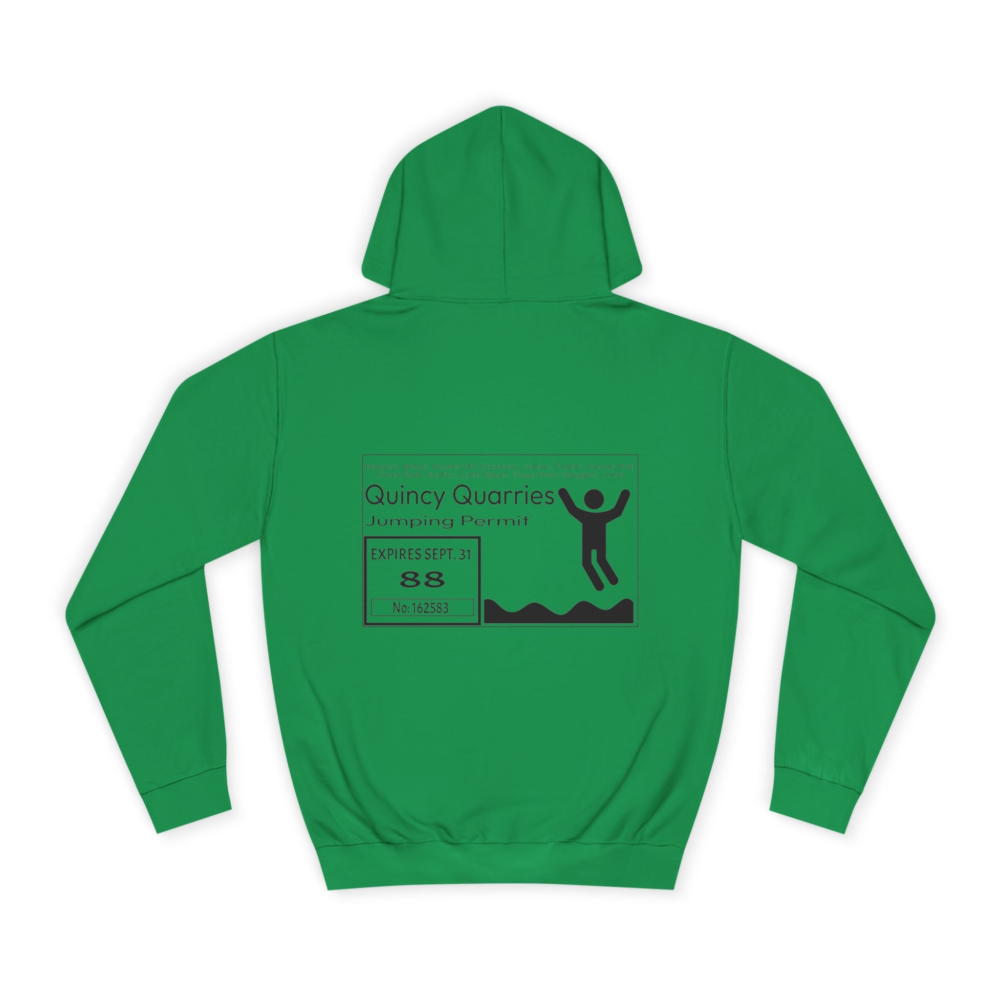 Quincy Quarries Permit Hoodie- Black Text