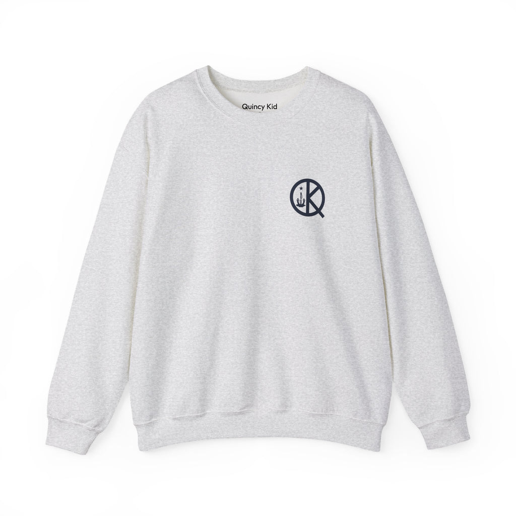 Quincy Kid Crewneck Sweatshirt With Navy Emblem