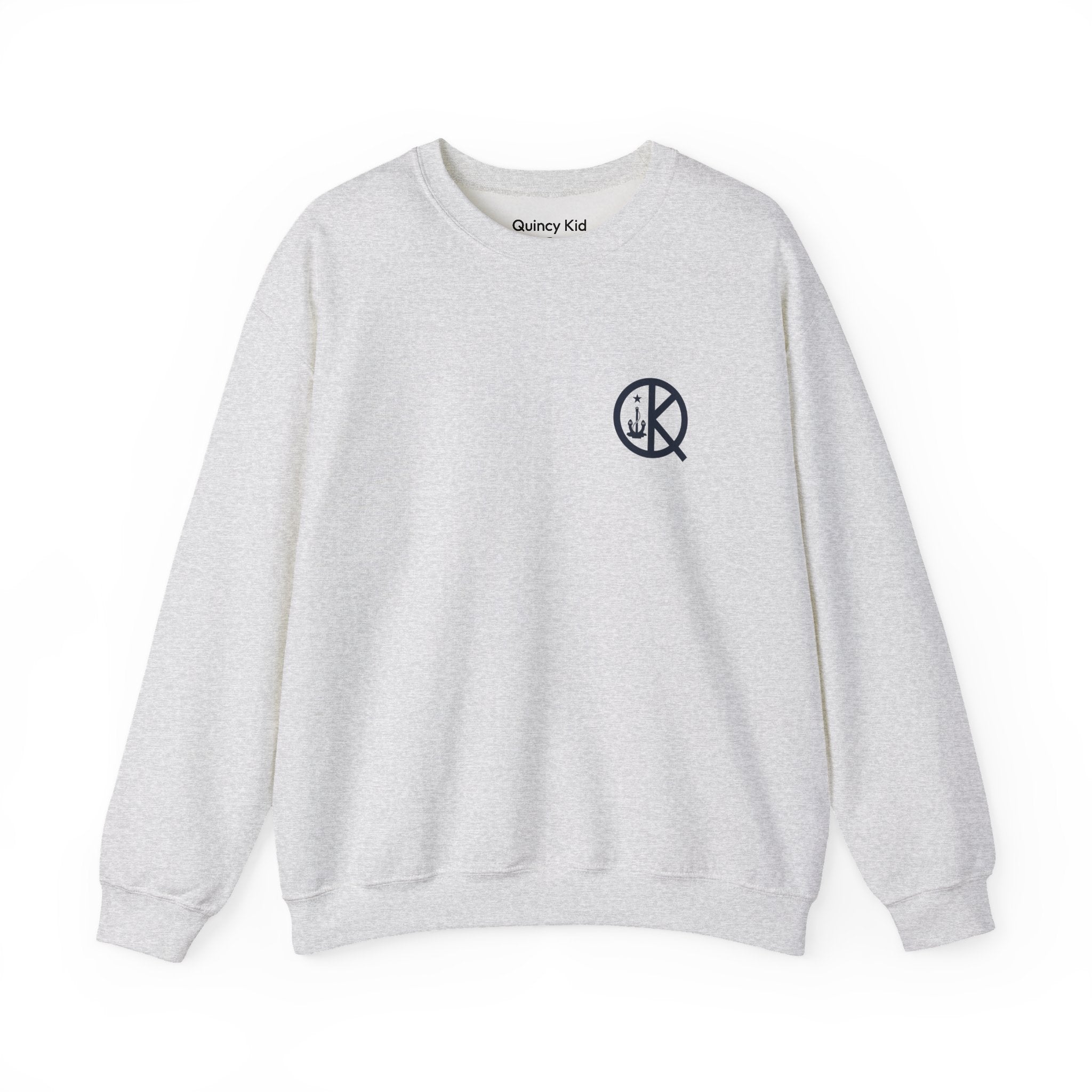Quincy Kid Crewneck Sweatshirt With Navy Emblem