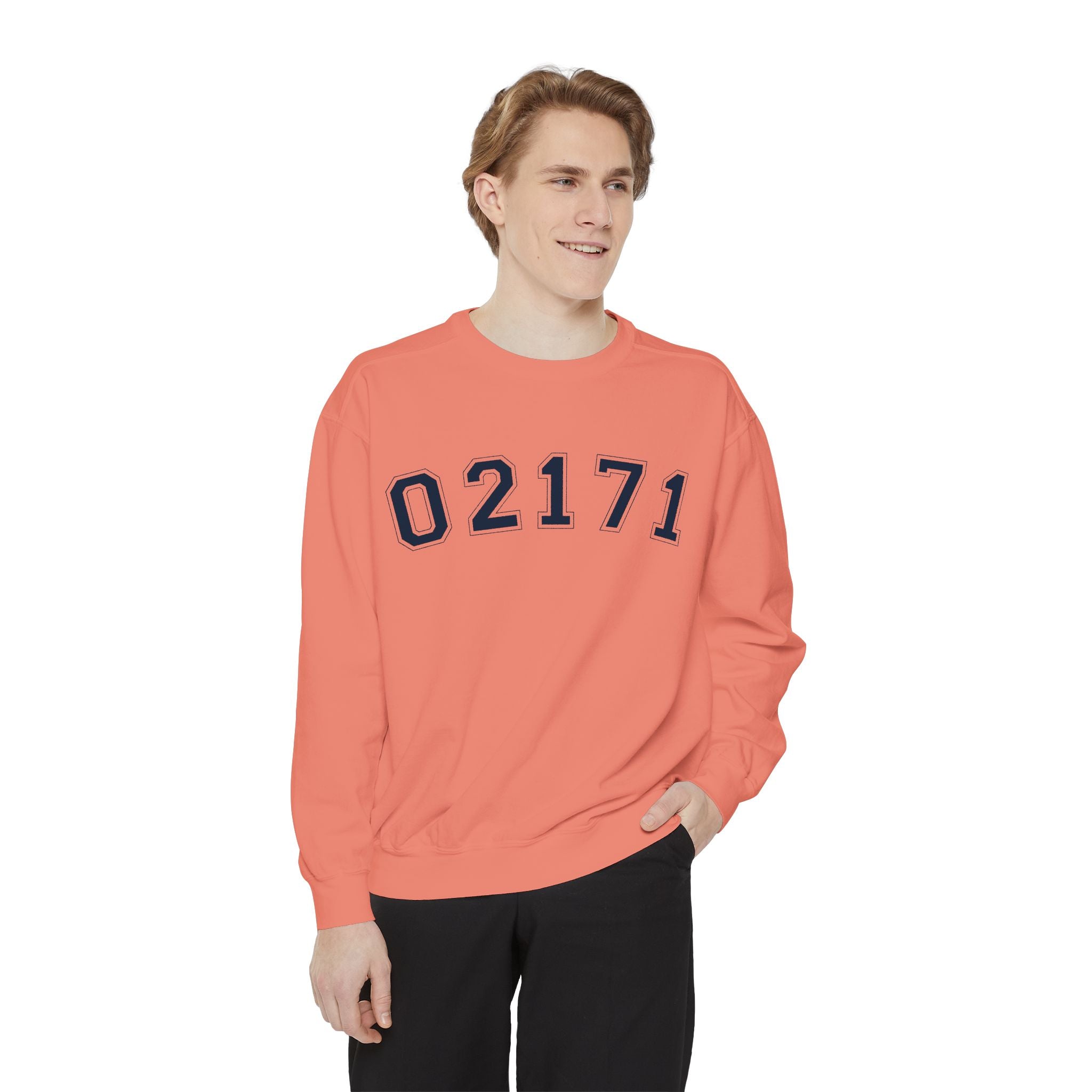 02171- Quincy Zip Code Sweatshirt Navy Text