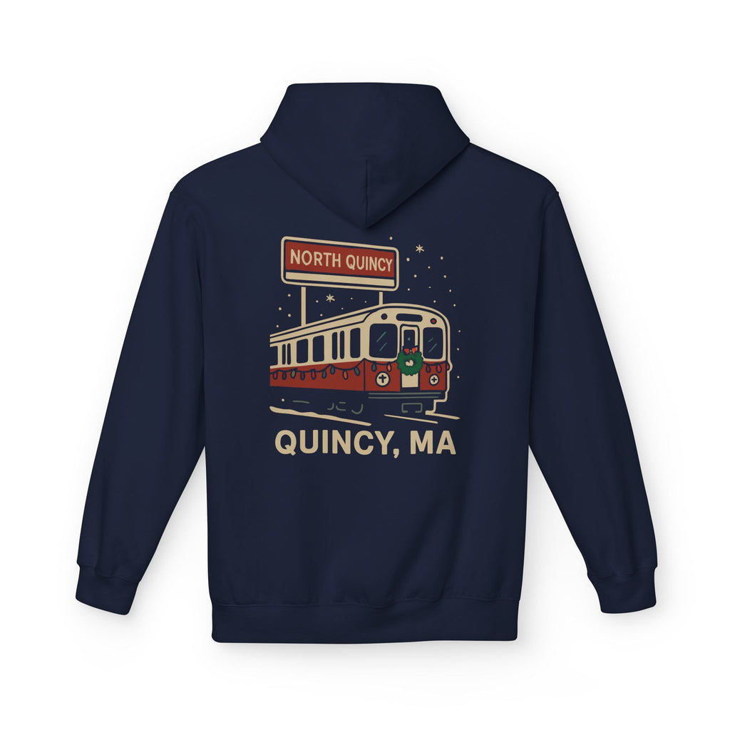 North Quincy Red Line Holiday Softstyle Hoodie- Red Logo