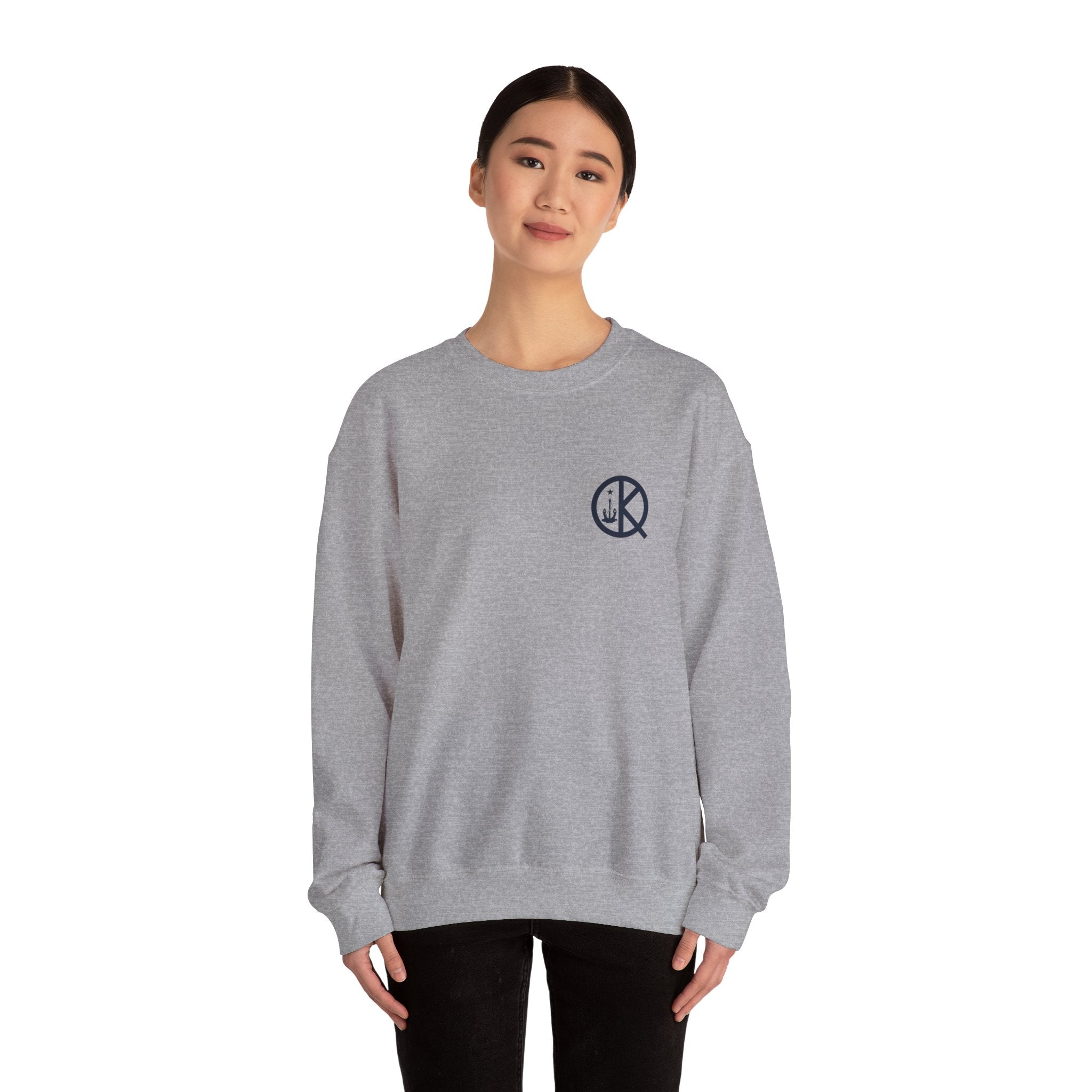 Quincy Kid Crewneck Sweatshirt With Navy Emblem