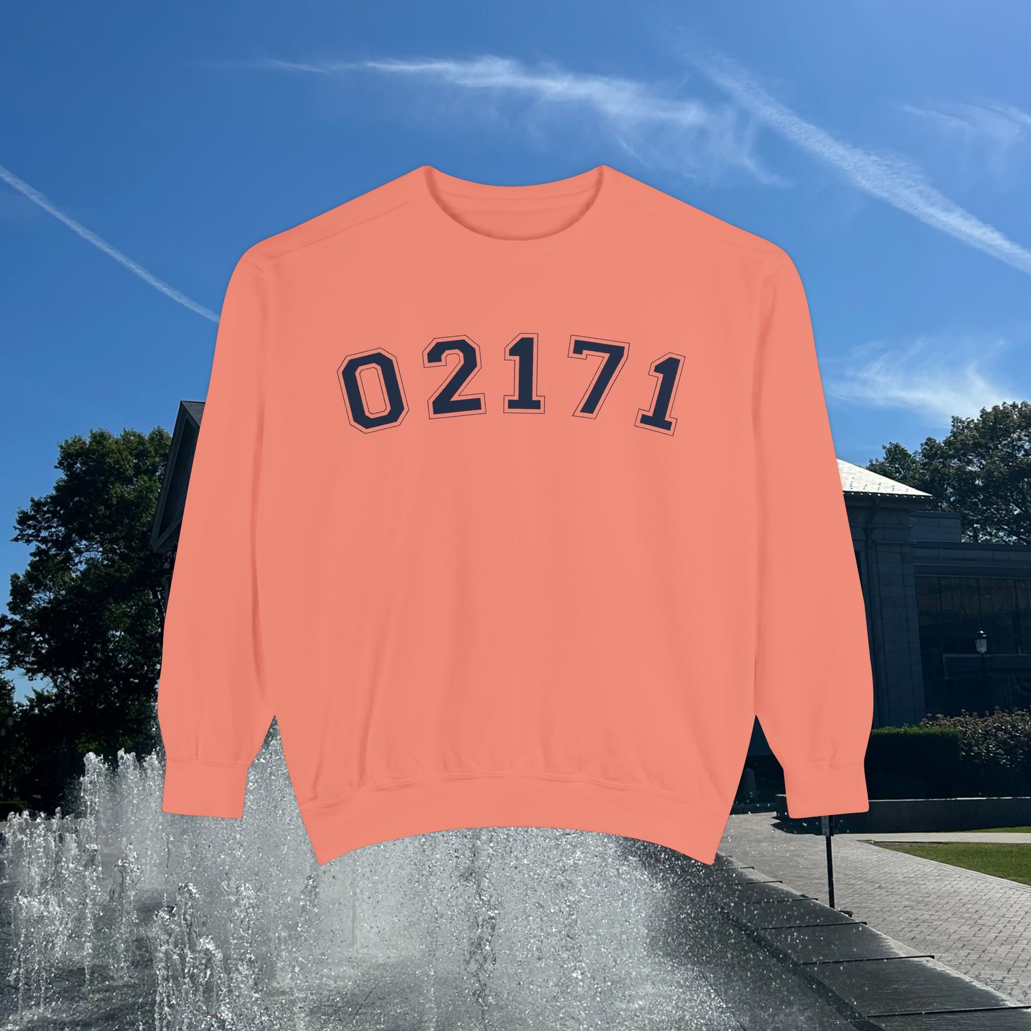 02171- Quincy Zip Code Sweatshirt Navy Text