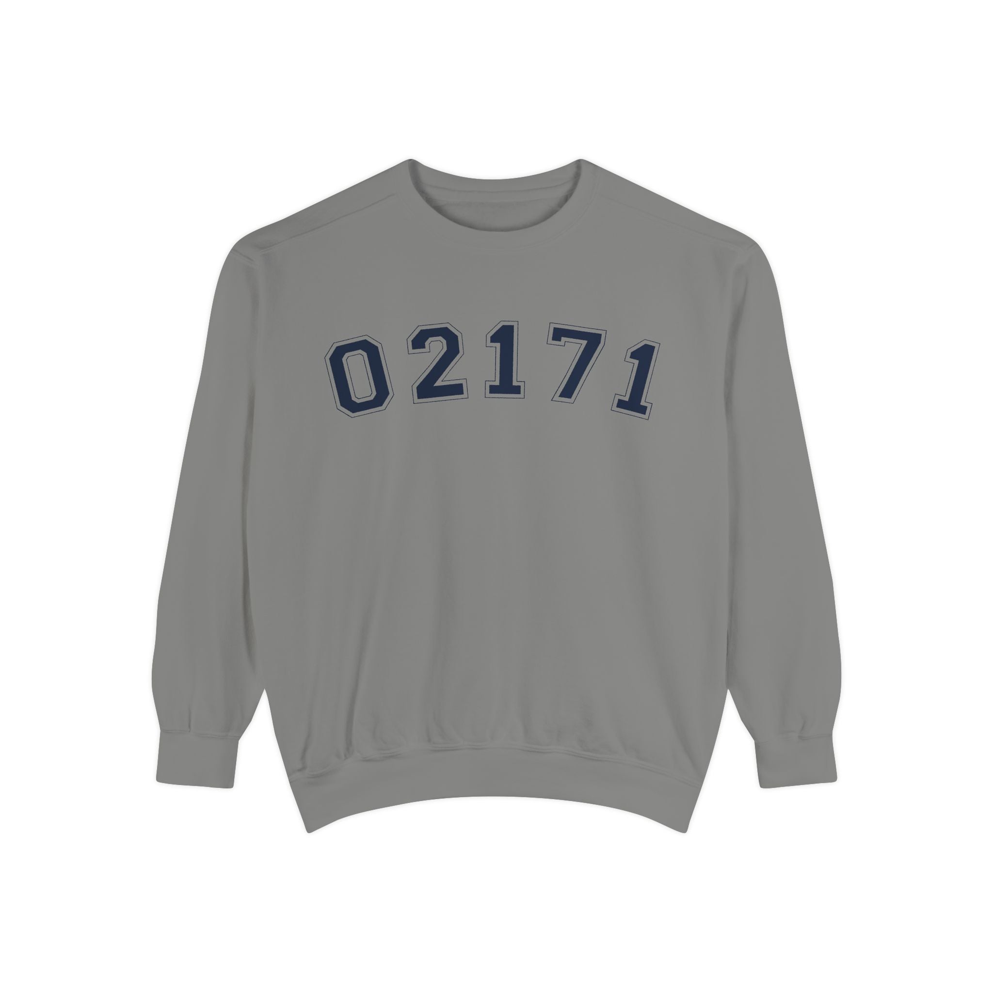 02171- Quincy Zip Code Sweatshirt Navy Text
