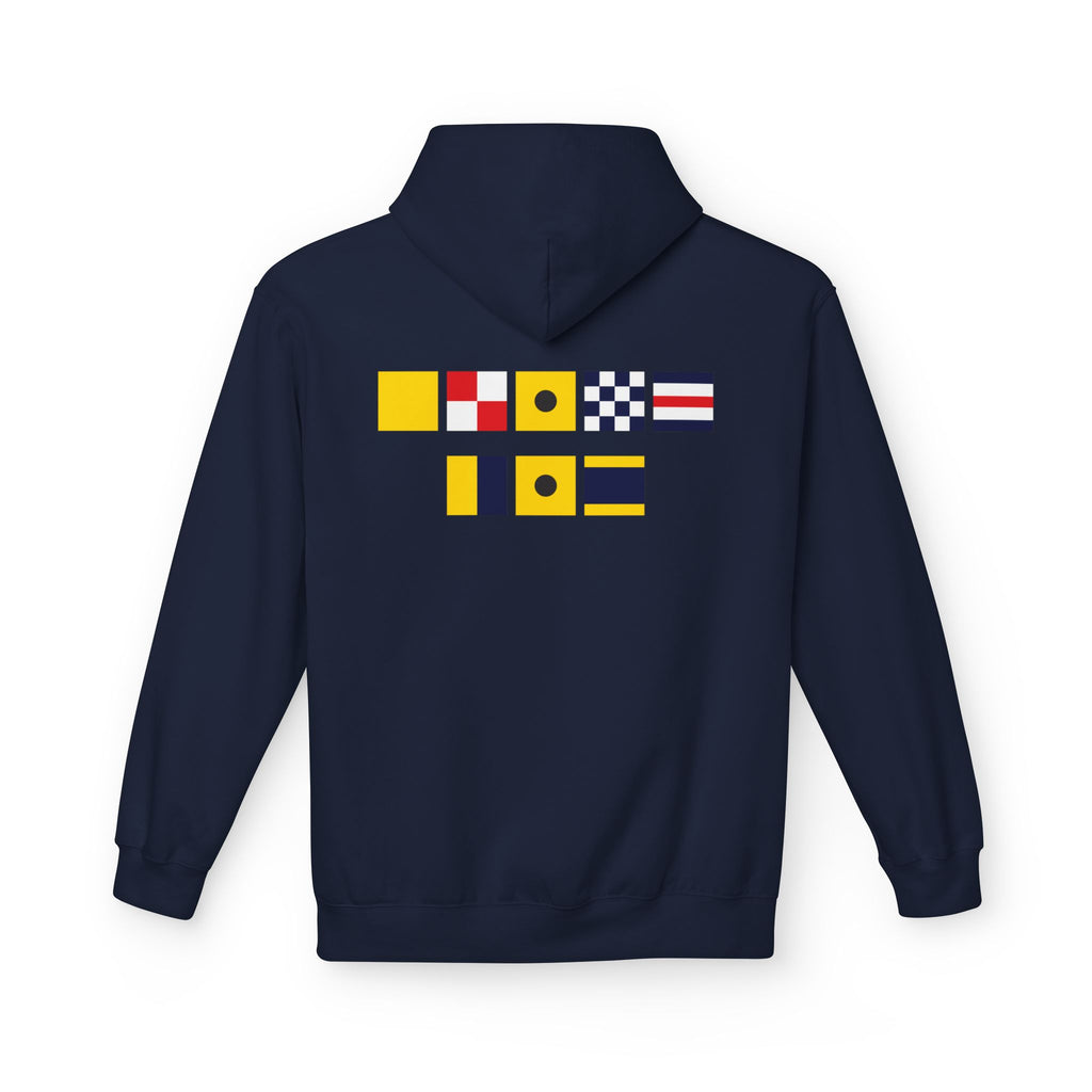 Quincy Kid Nautical Flags Softstyle Hoodie- Yellow Logo