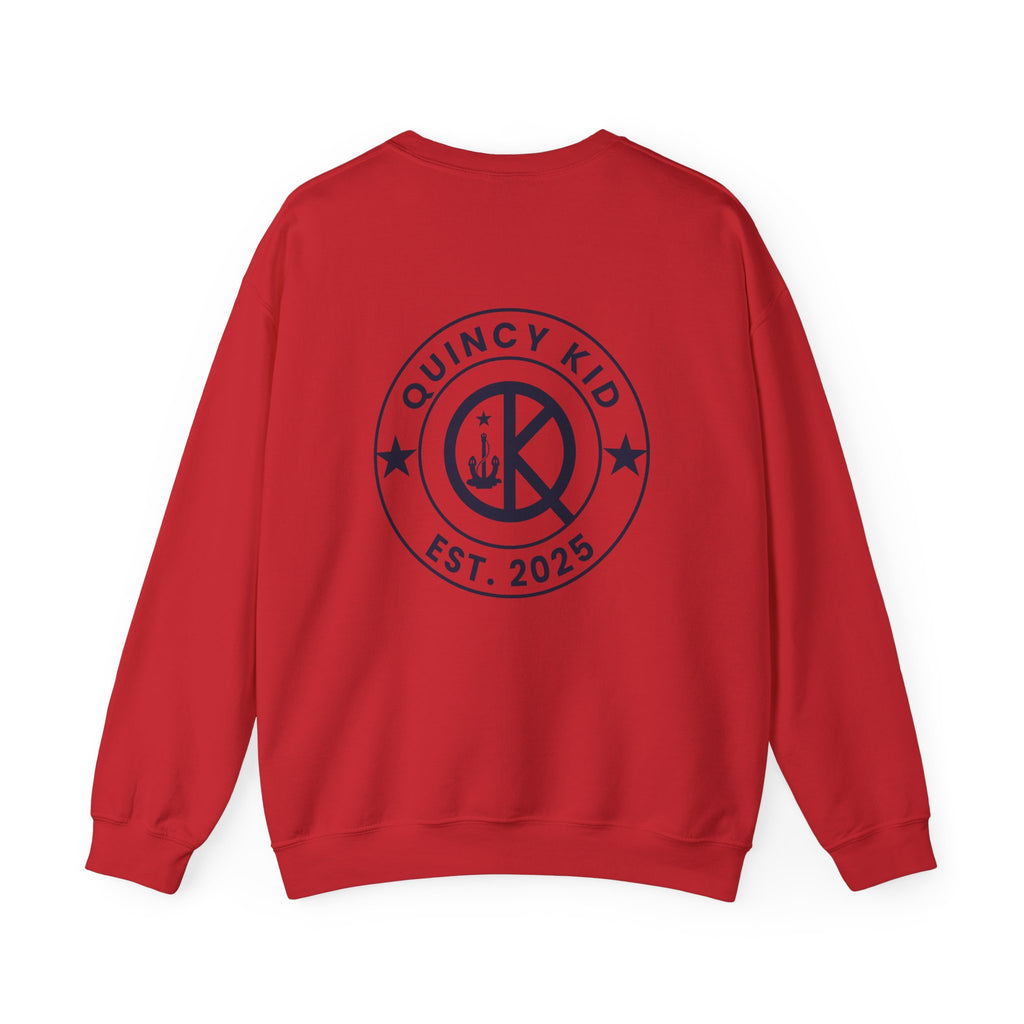 Quincy Kid Crewneck Sweatshirt With Navy Emblem