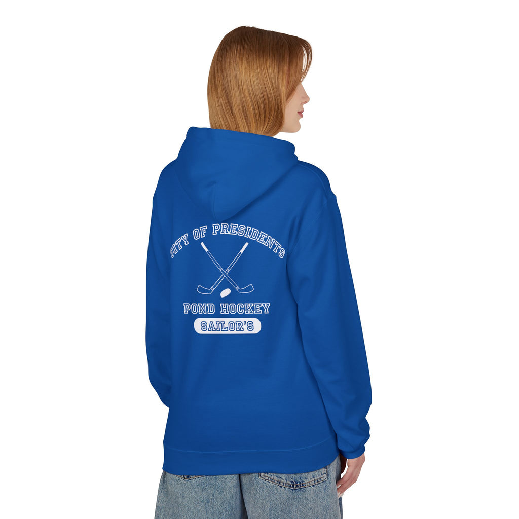 Sailor's Pond Hockey Softstyle Hoodie White Text