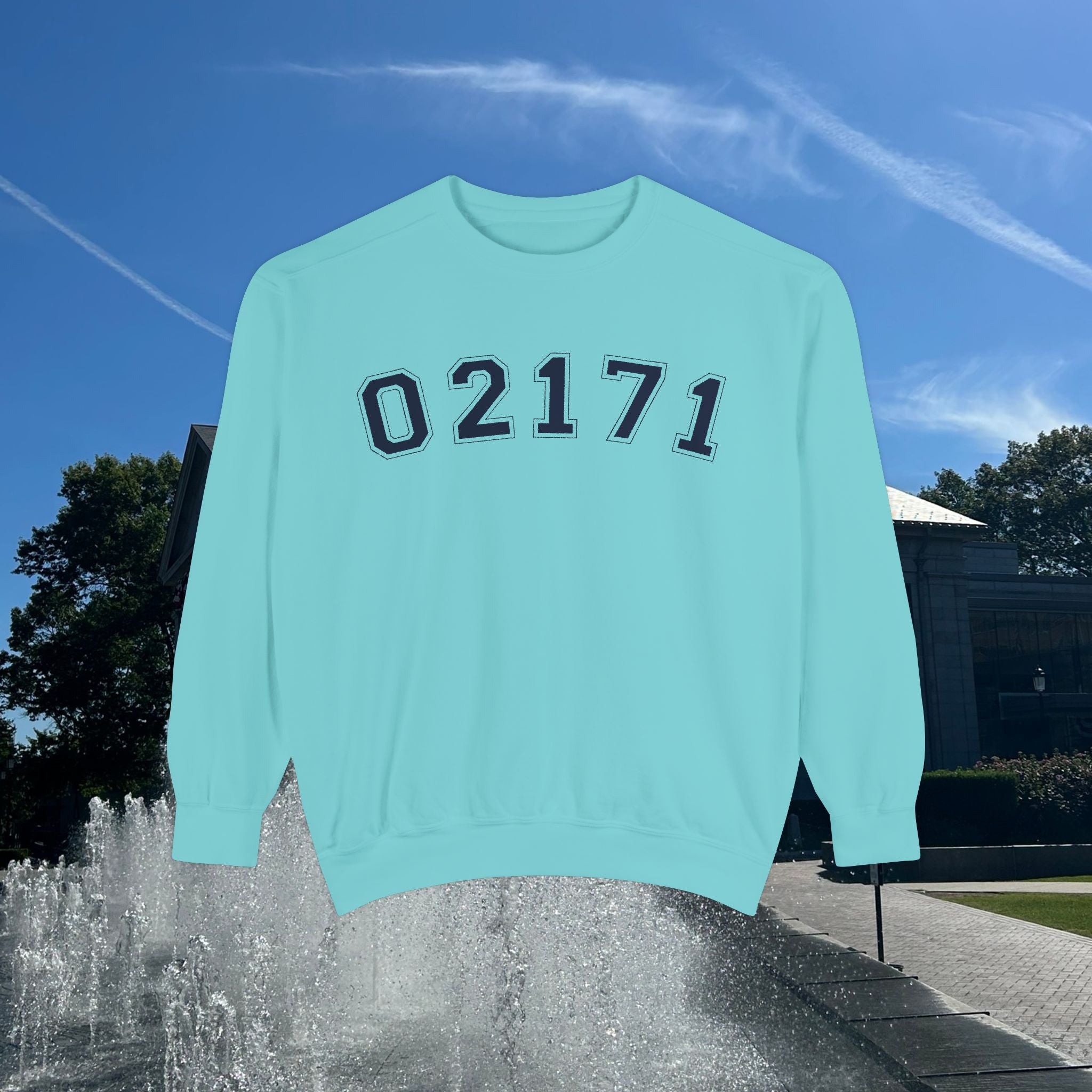 02171- Quincy Zip Code Sweatshirt Navy Text