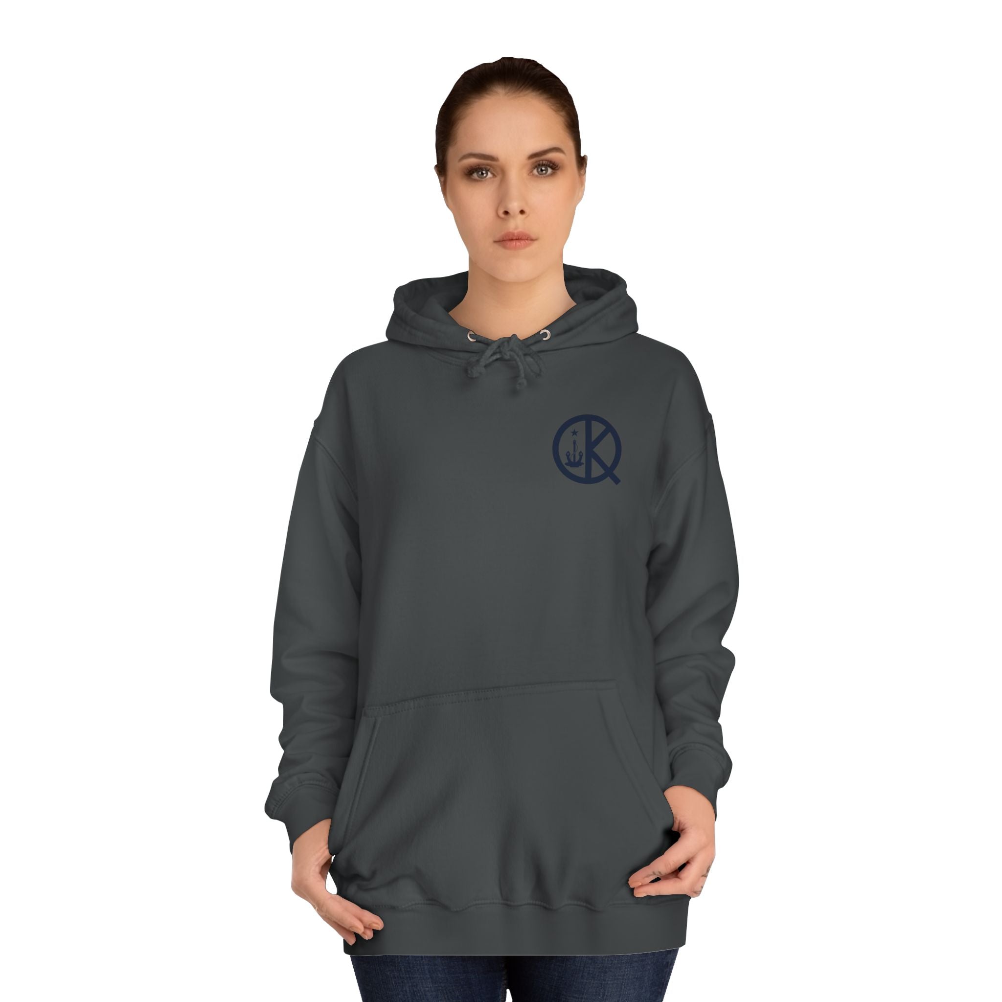 Quincy Kid Hoodie with Emblem- Navy