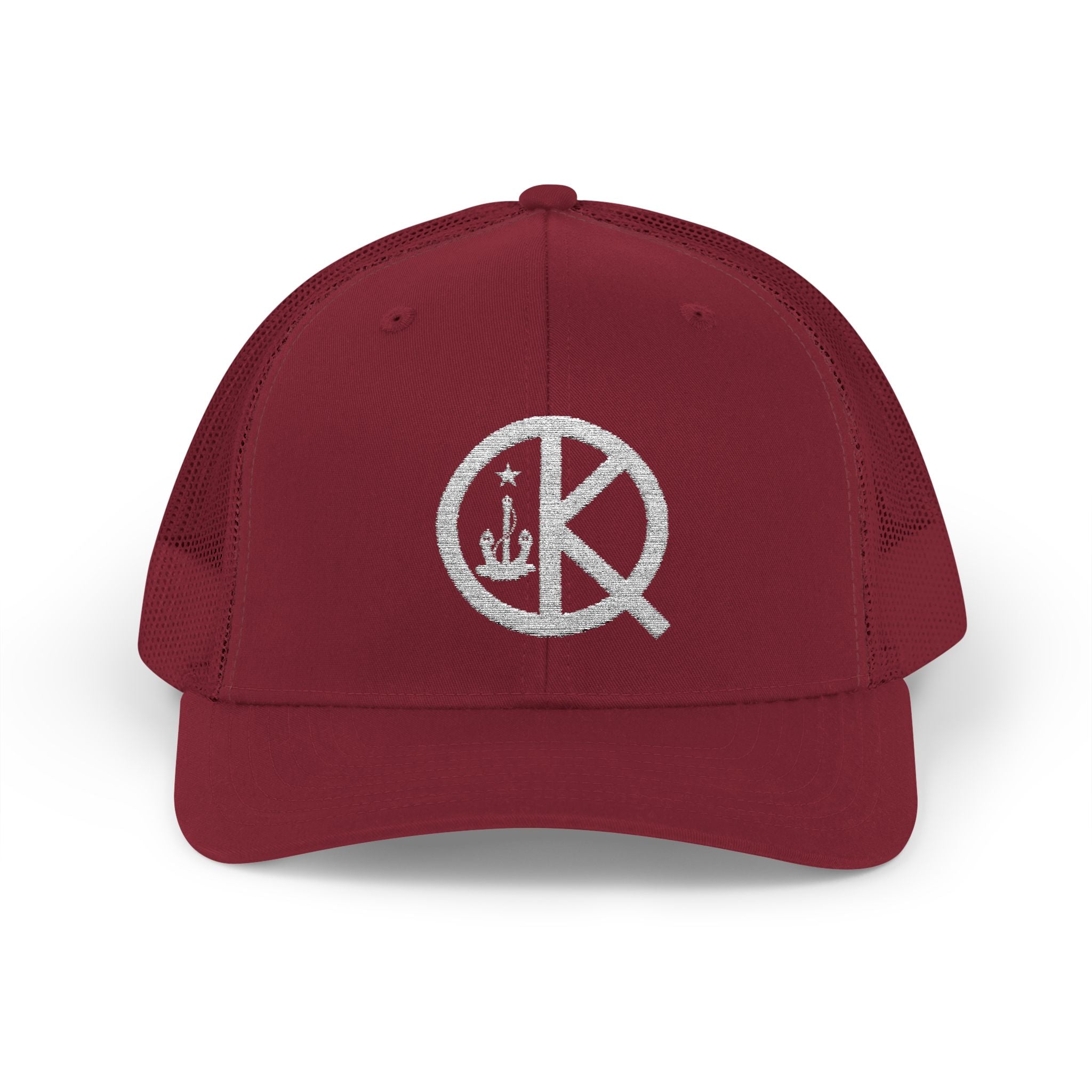 QK White Logo Snapback Trucker Cap