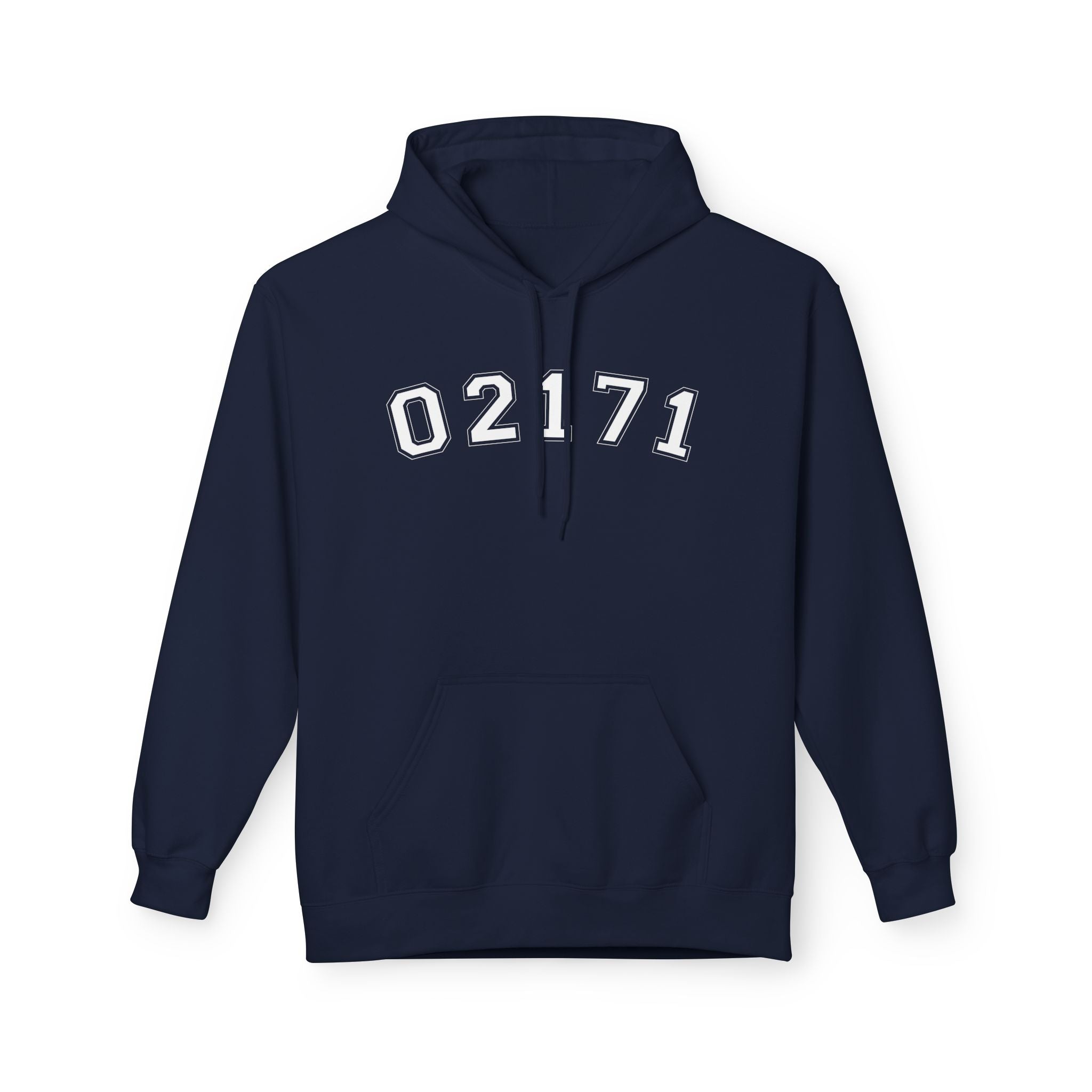 02171- Quincy Zip Code Softstyle Hoodie White Text