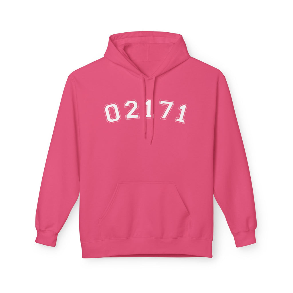 02171- Quincy Zip Code Softstyle Hoodie White Text