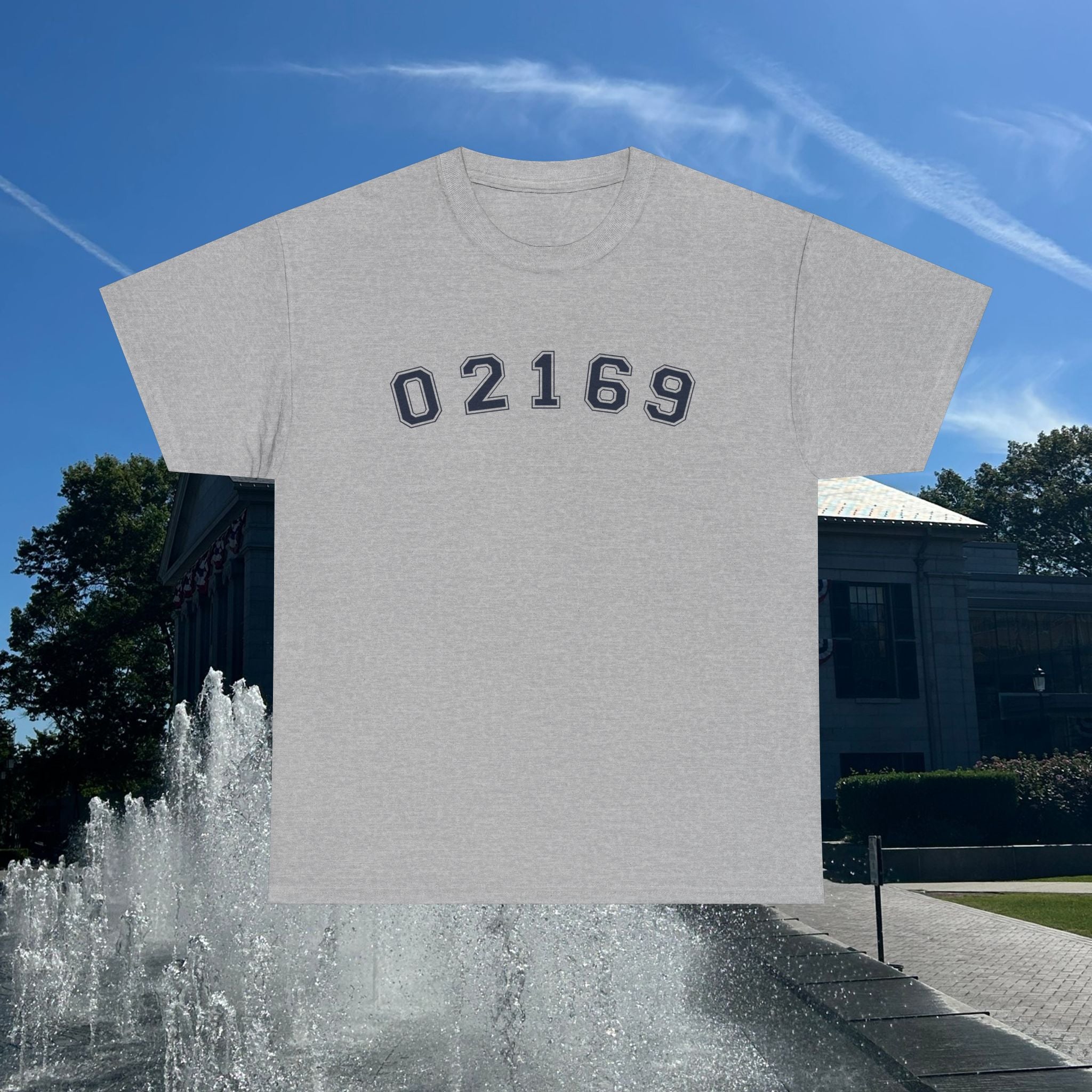 02169-Quincy Zip Code T-shirt Navy Text