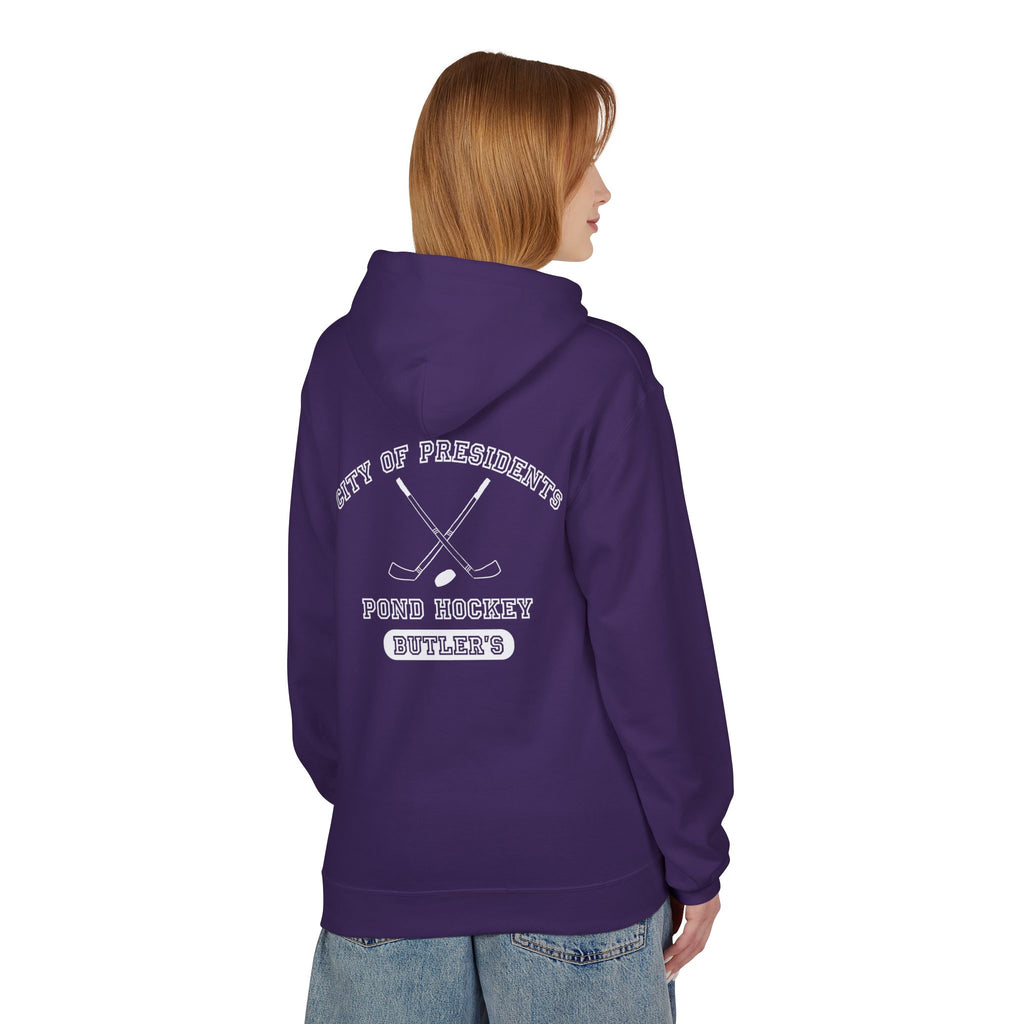 Butler's Pond Hockey Softstyle Hoodie White Text