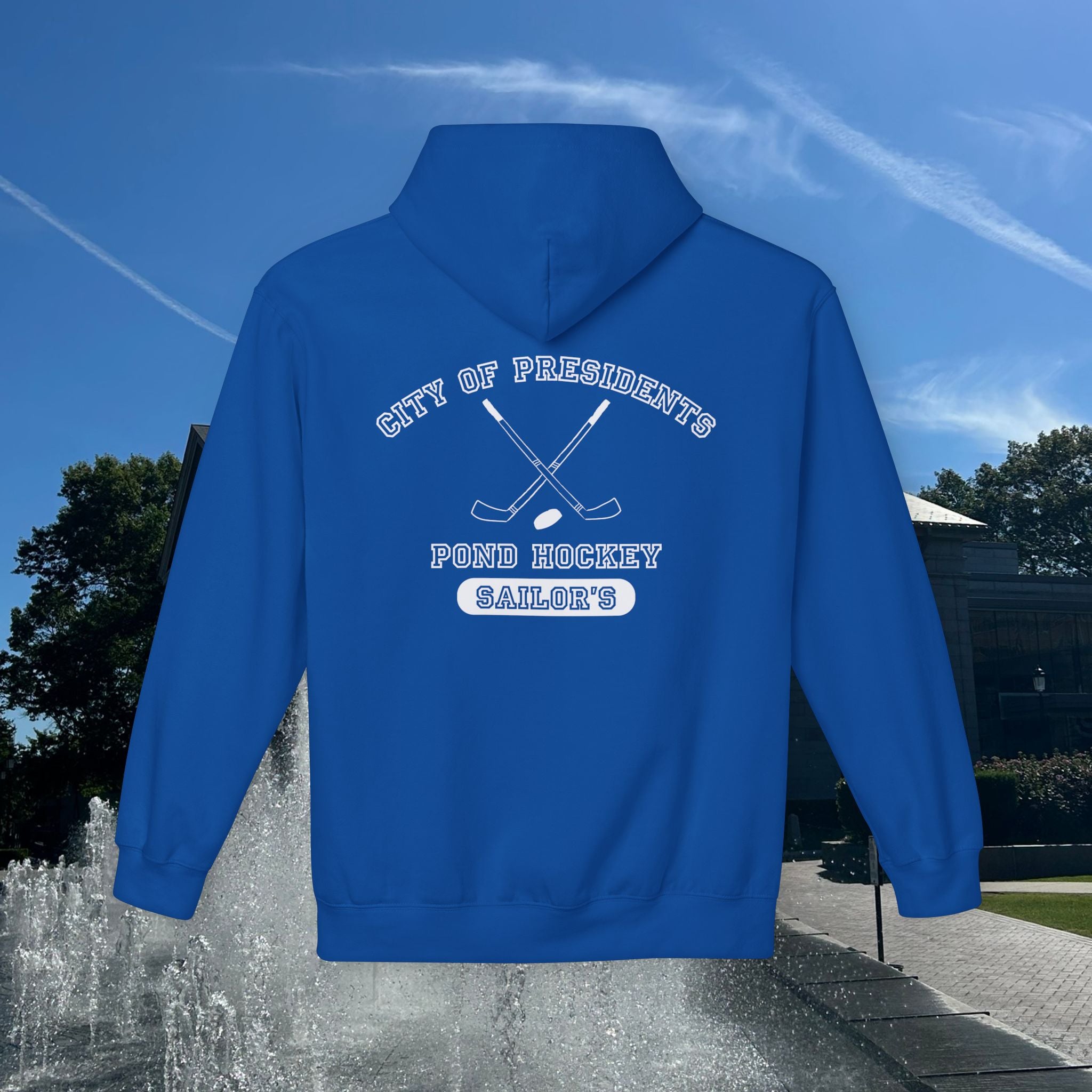 Sailor's Pond Hockey Softstyle Hoodie White Text