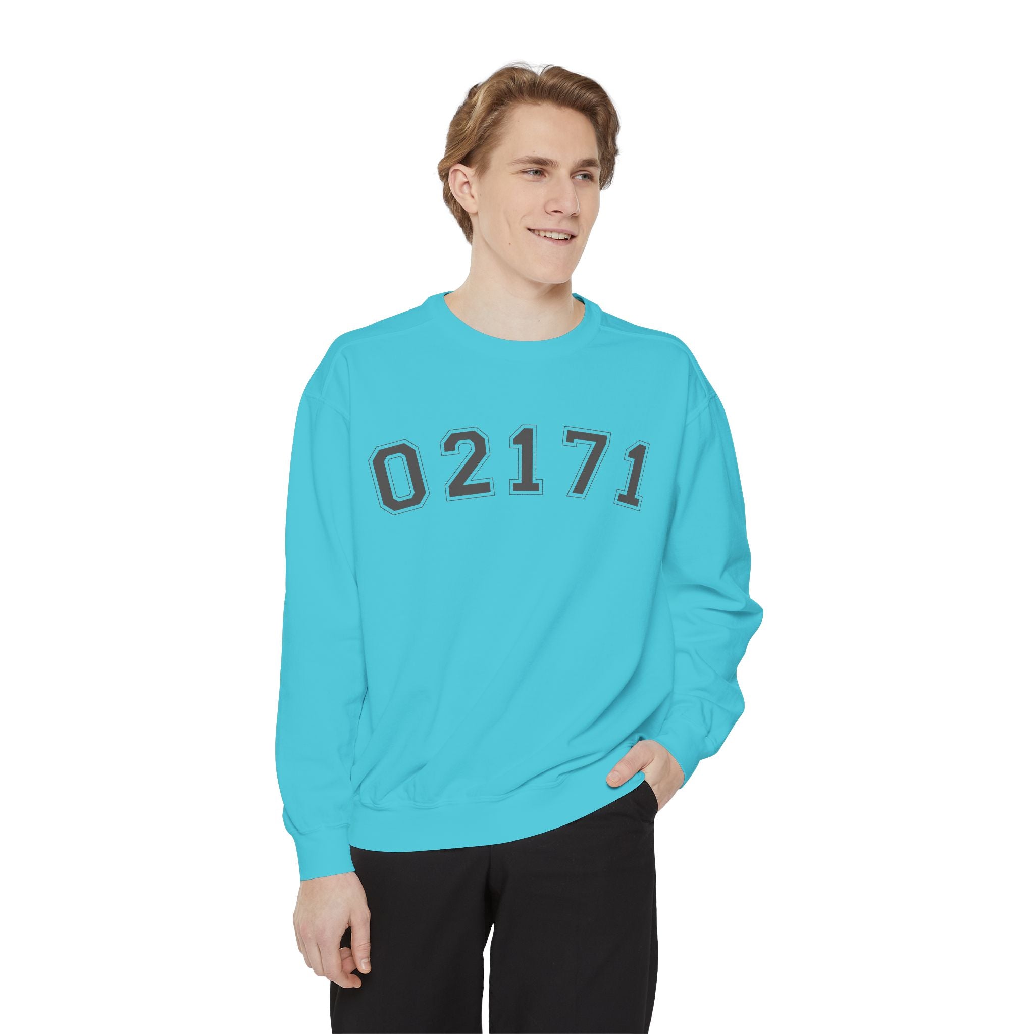 02171- Quincy Zip Code Sweatshirt Grey Text
