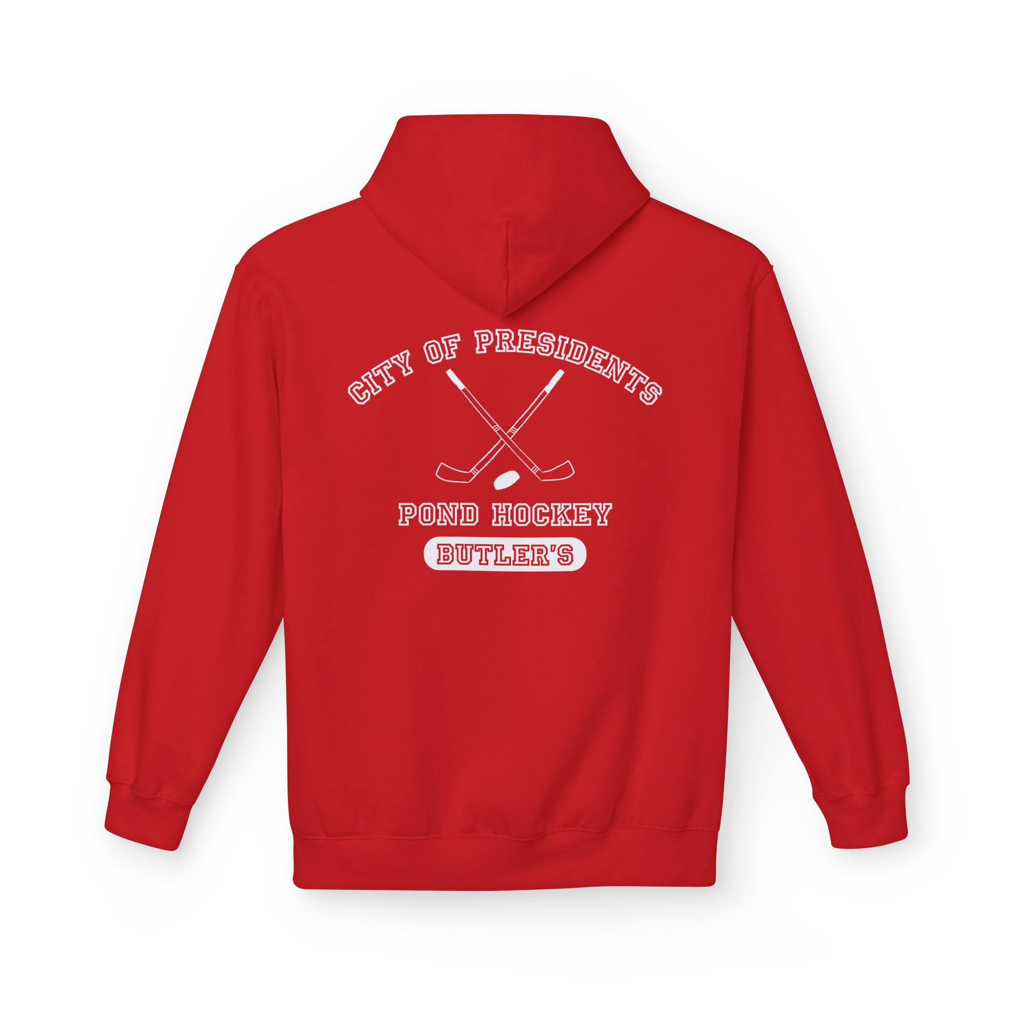 Butler's Pond Hockey Softstyle Hoodie White Text