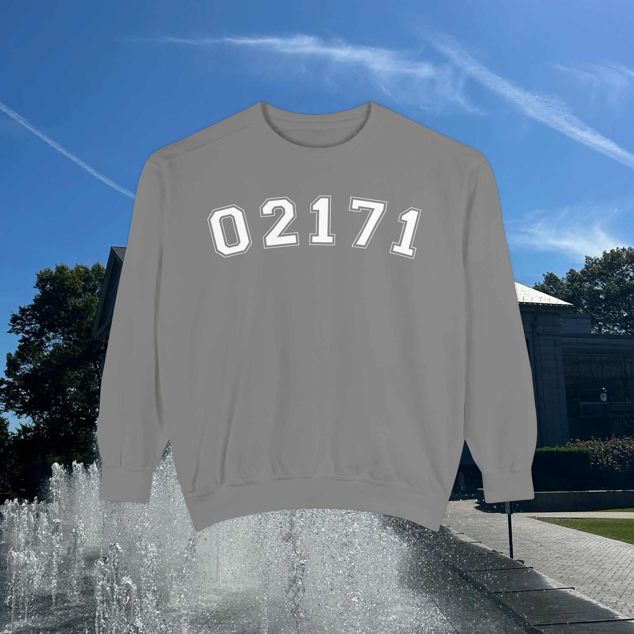 02171- Quincy Zip Code Sweatshirt White Text