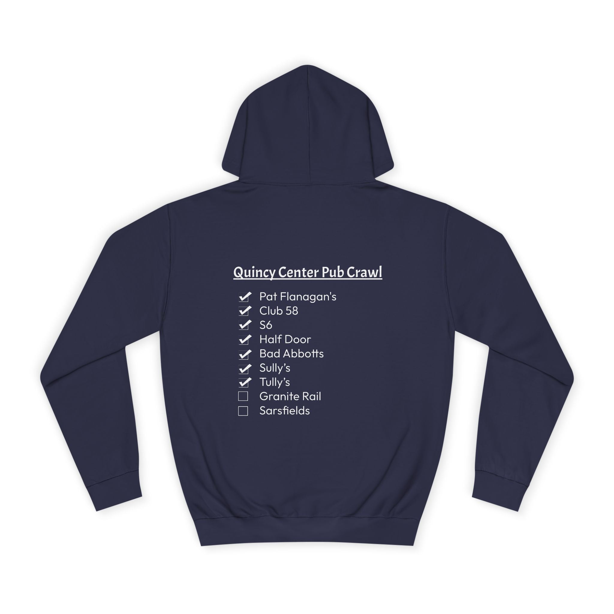 Quincy Center Pub Crawl Throwback Hoodie