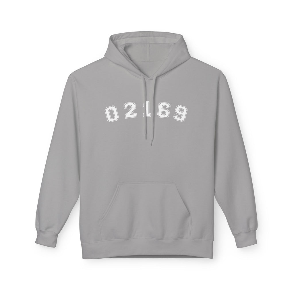 02169- Quincy Zip Code Softstyle Hoodie White Text