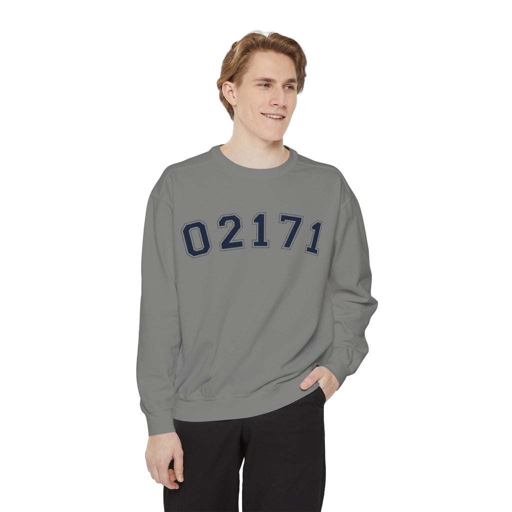 02171- Quincy Zip Code Sweatshirt Navy Text