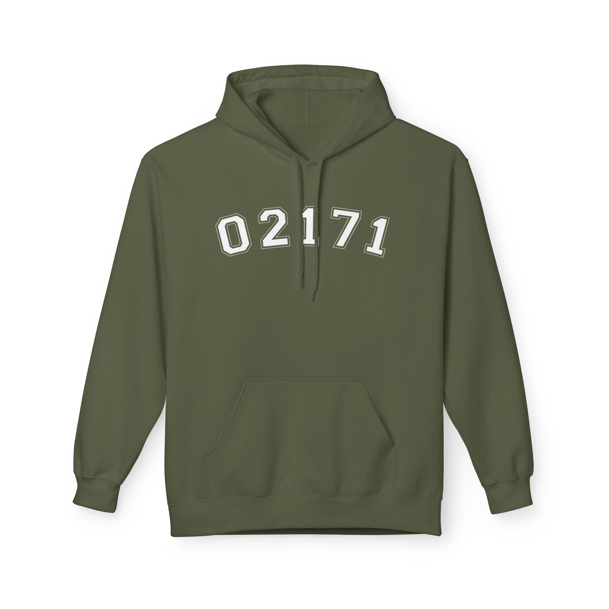 02171- Quincy Zip Code Softstyle Hoodie White Text