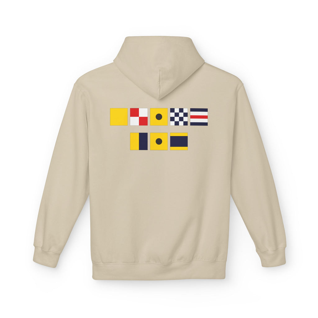 Quincy Kid Nautical Flags Softstyle Hoodie- Yellow Logo