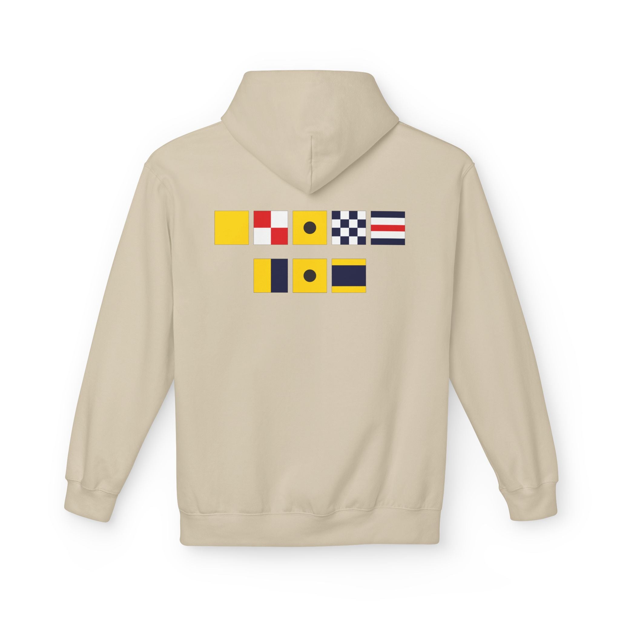 Quincy Kid Nautical Flags Softstyle Hoodie- Yellow Logo