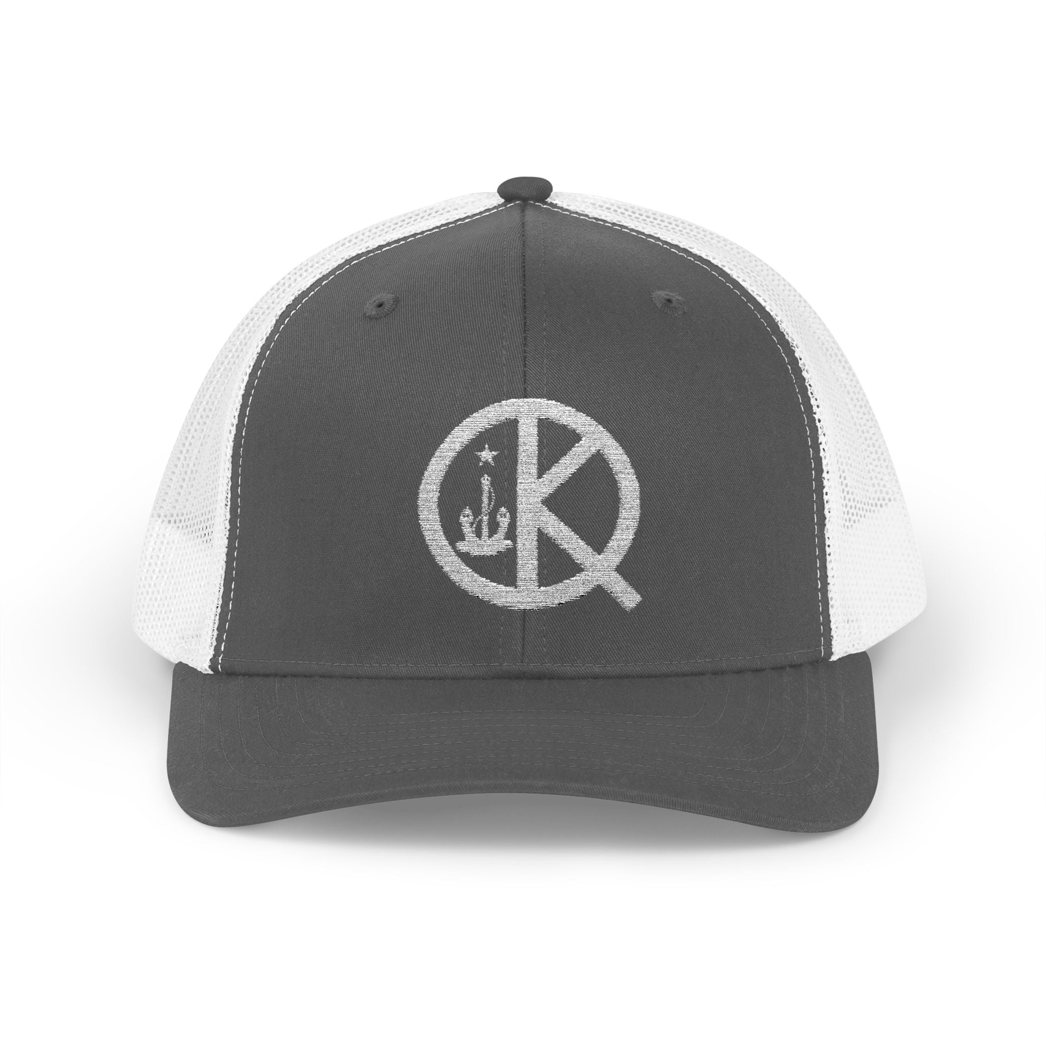 QK White Logo Snapback Trucker Cap