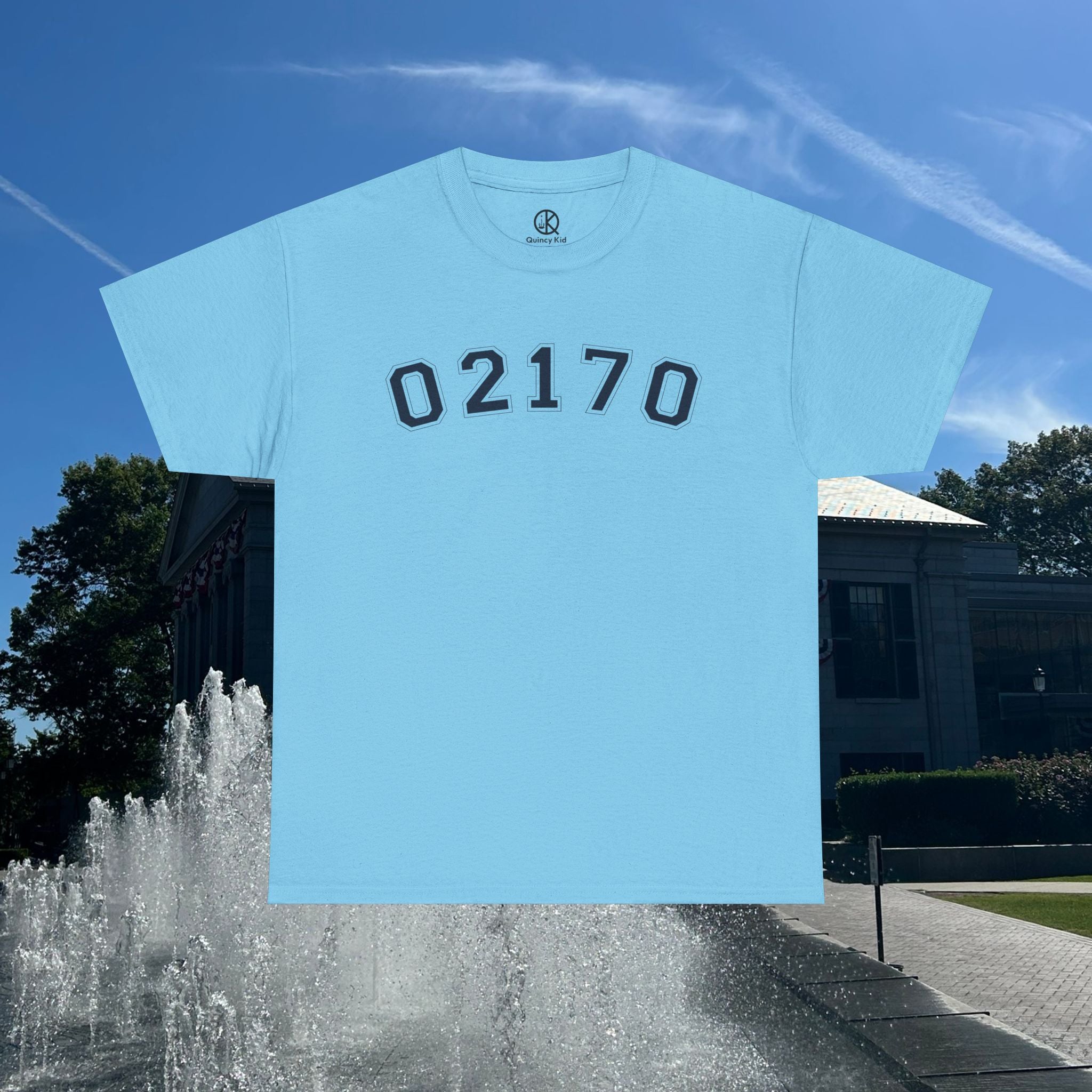 02170- Quincy Zip Code T-shirt Navy Text