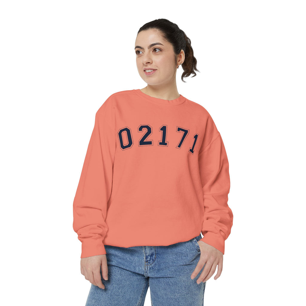 02171- Quincy Zip Code Sweatshirt Navy Text