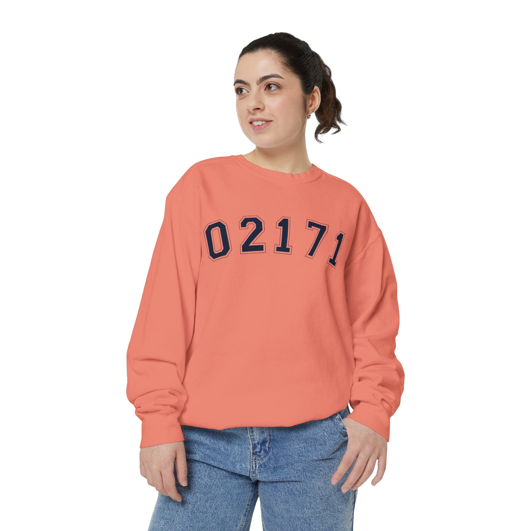 02171- Quincy Zip Code Sweatshirt Navy Text