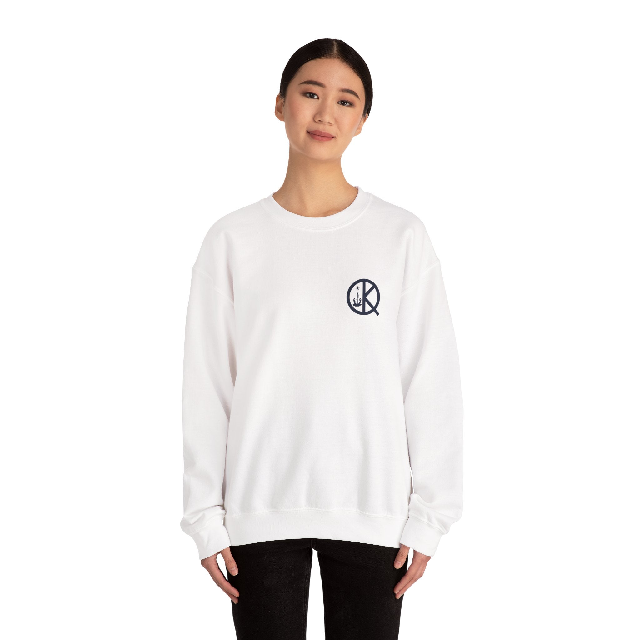 Quincy Kid Crewneck Sweatshirt With Navy Emblem