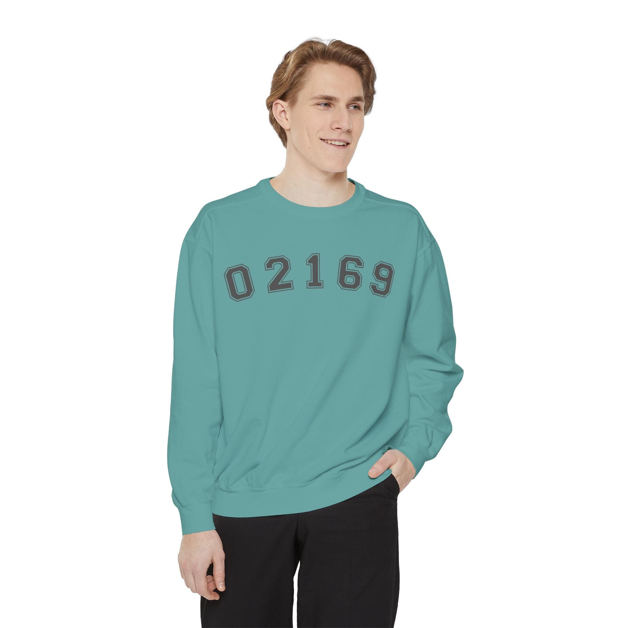 02169- Quincy Zip Code Sweatshirt Grey Text
