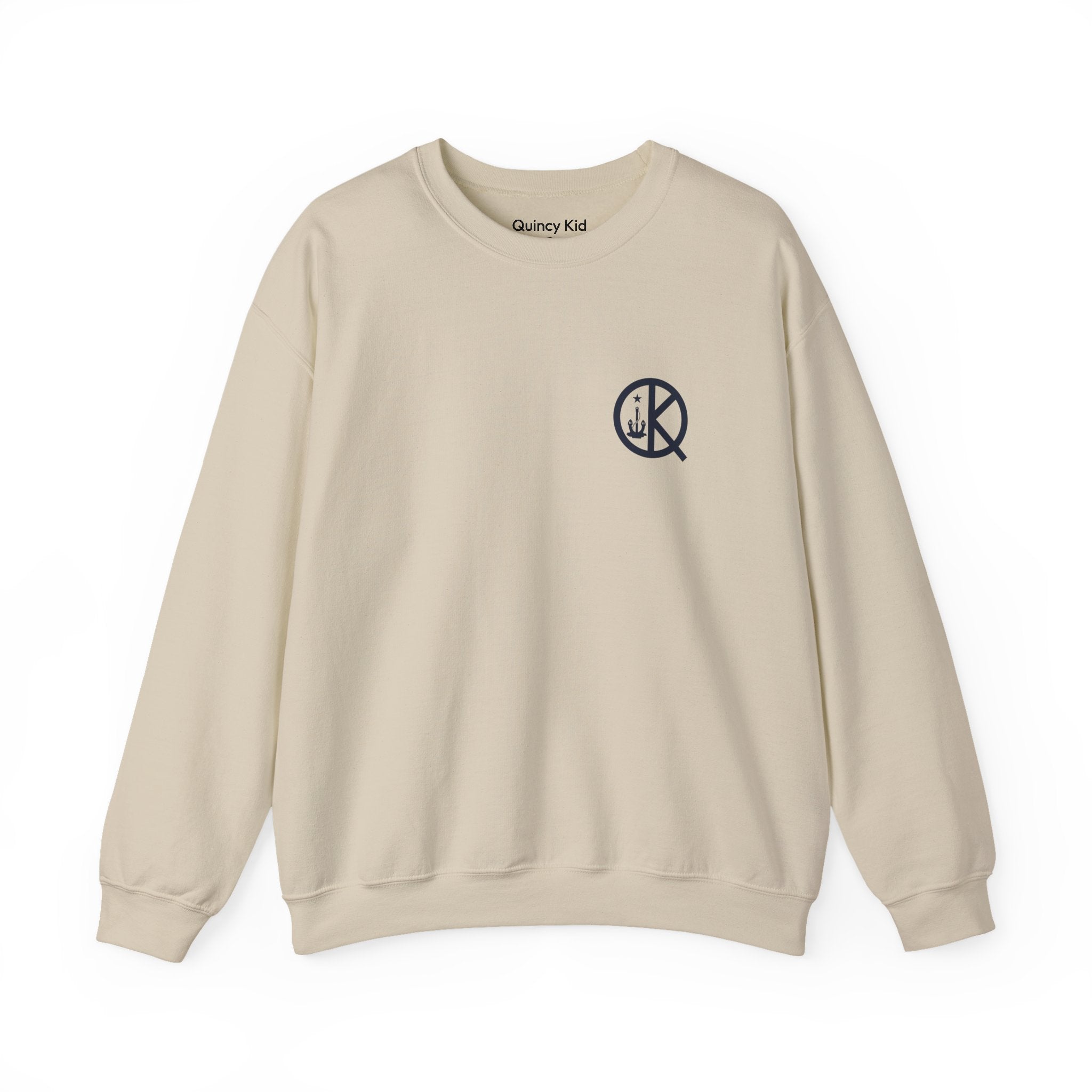 Quincy Kid Crewneck Sweatshirt With Navy Emblem