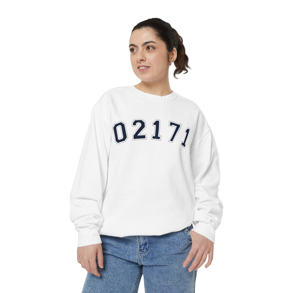02171- Quincy Zip Code Sweatshirt Navy Text