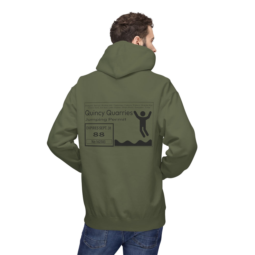 Quincy Quarries Permit Softstyle Hoodie- Black Text