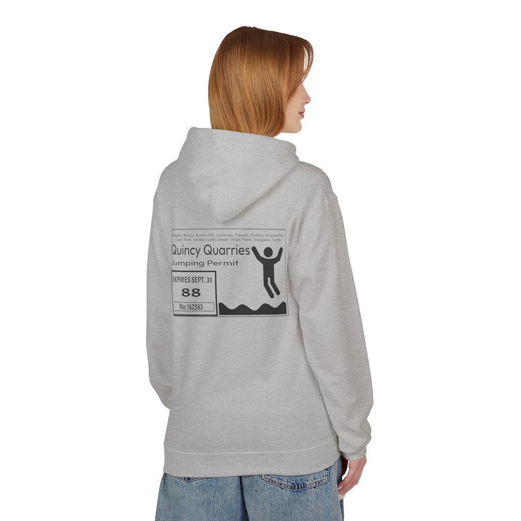 Quincy Quarries Permit Softstyle Hoodie- Black Text