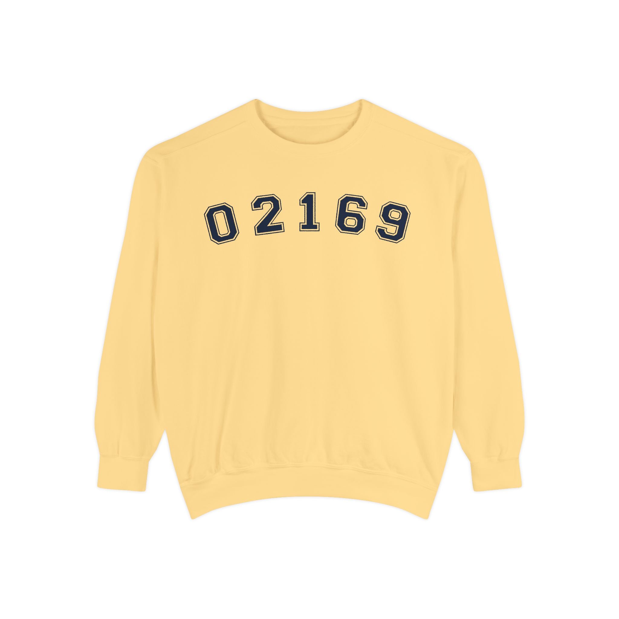 02169- Quincy Zip Code Sweatshirt Navy Text