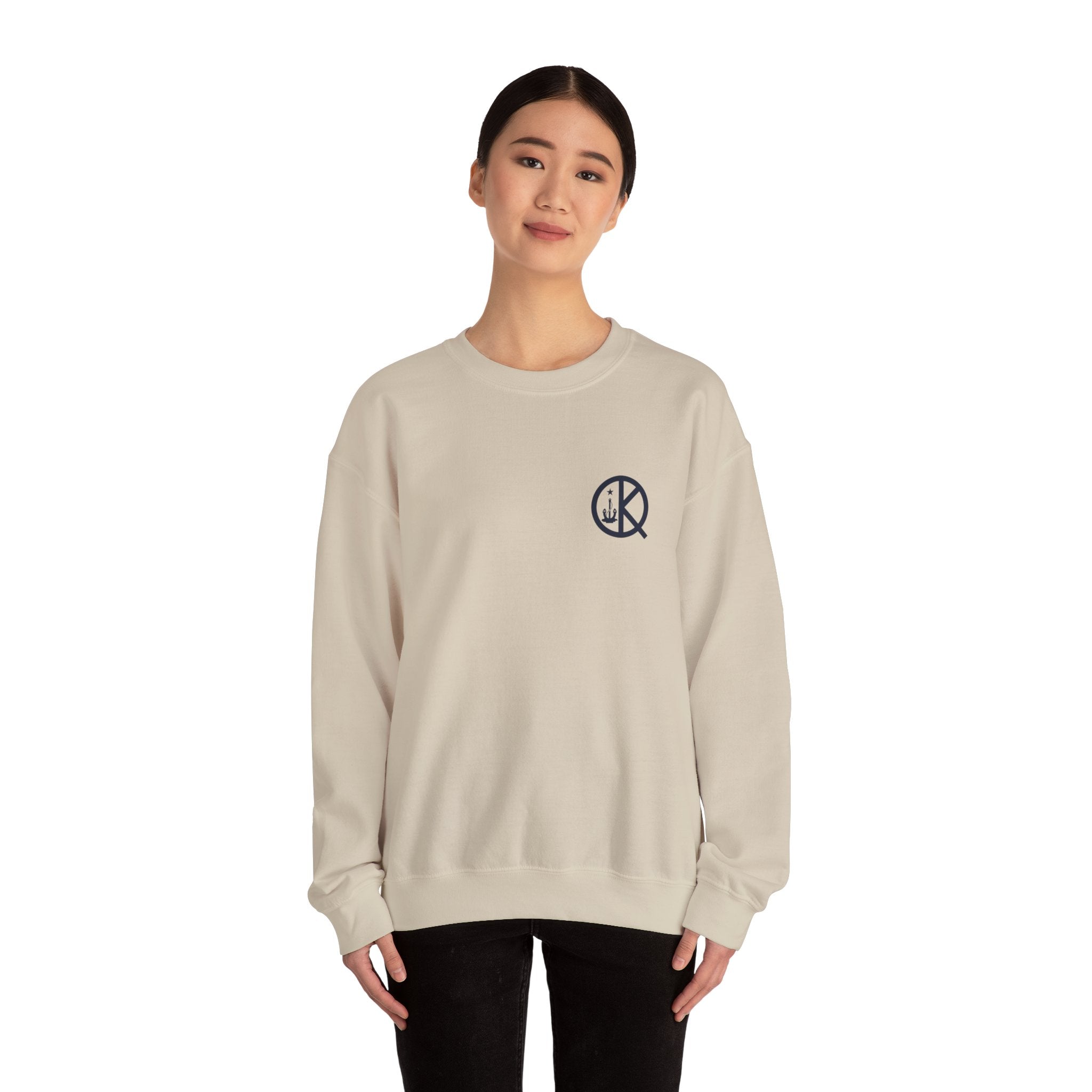 Quincy Kid Crewneck Sweatshirt With Navy Emblem