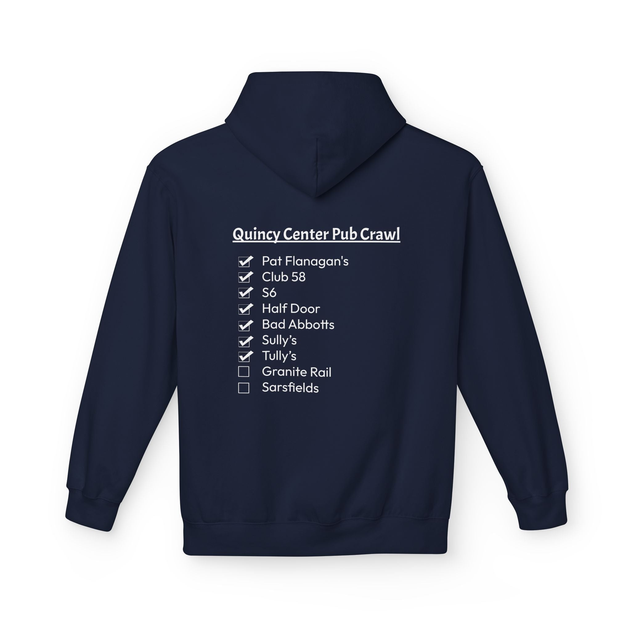 Quincy Center Pub Crawl Throwback Hoodie