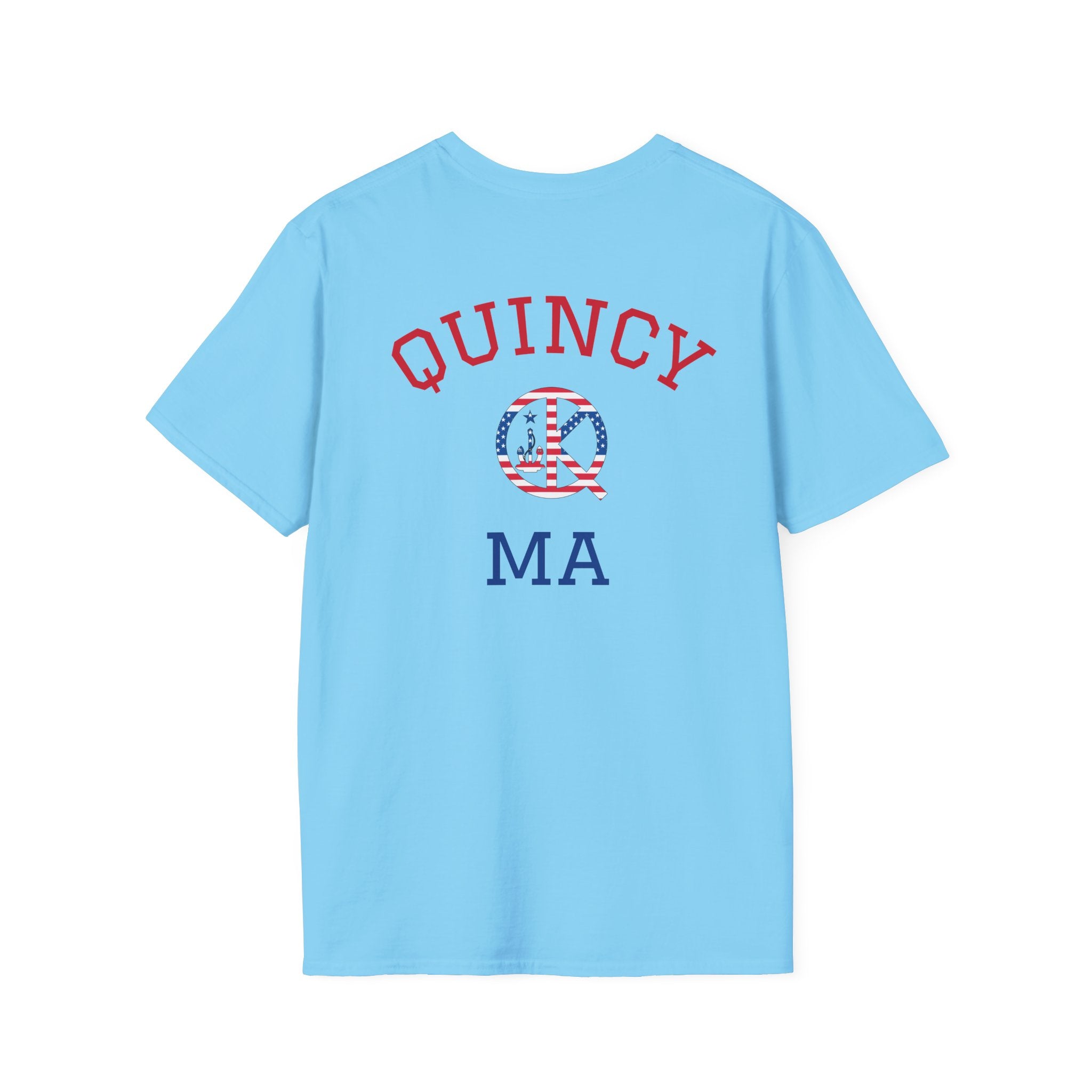Quincy MA- Back Red, White and Blue Text