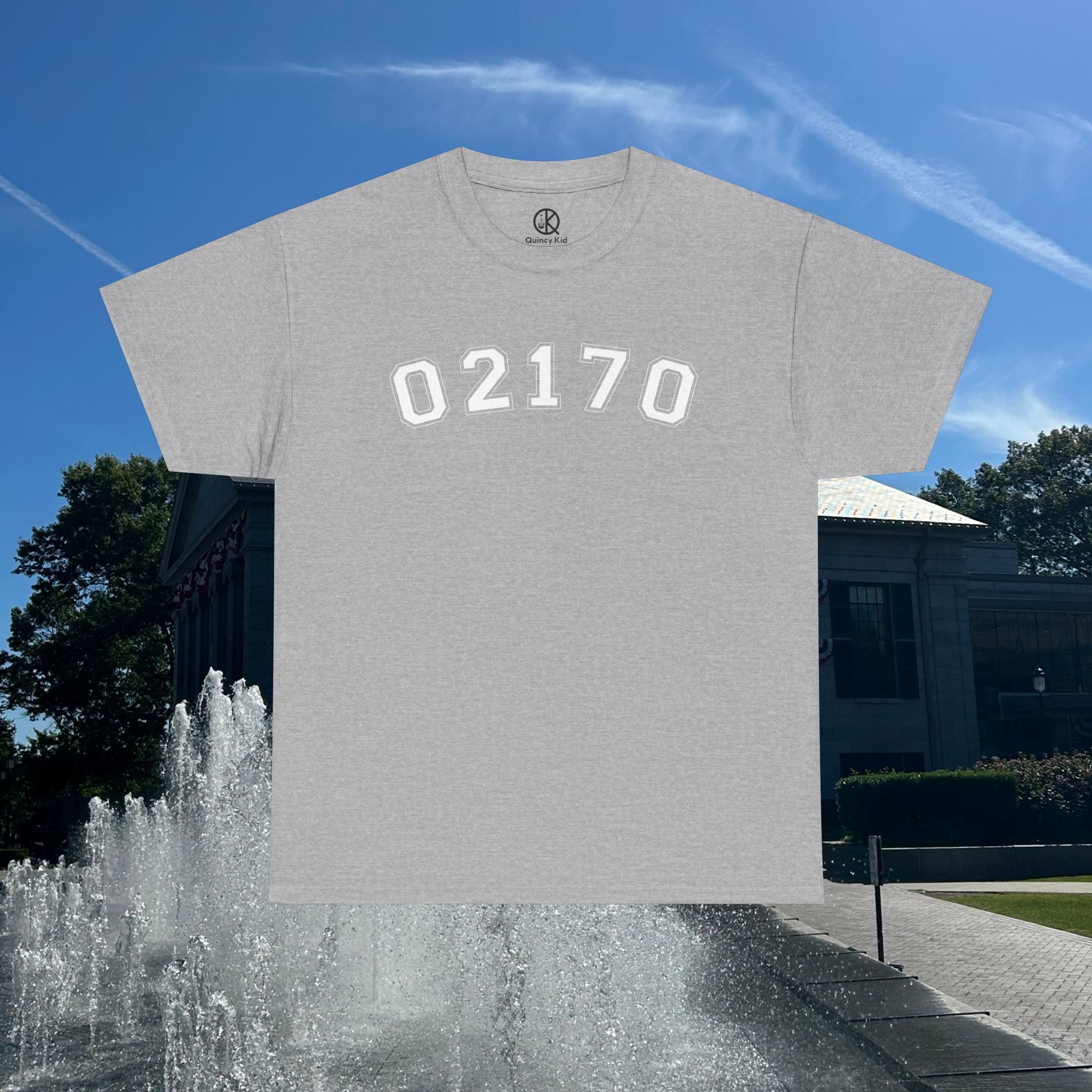 02170- Quincy Zip Code T-shirt White Text