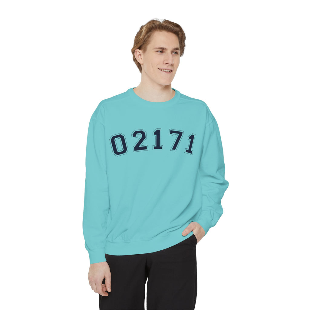 02171- Quincy Zip Code Sweatshirt Navy Text