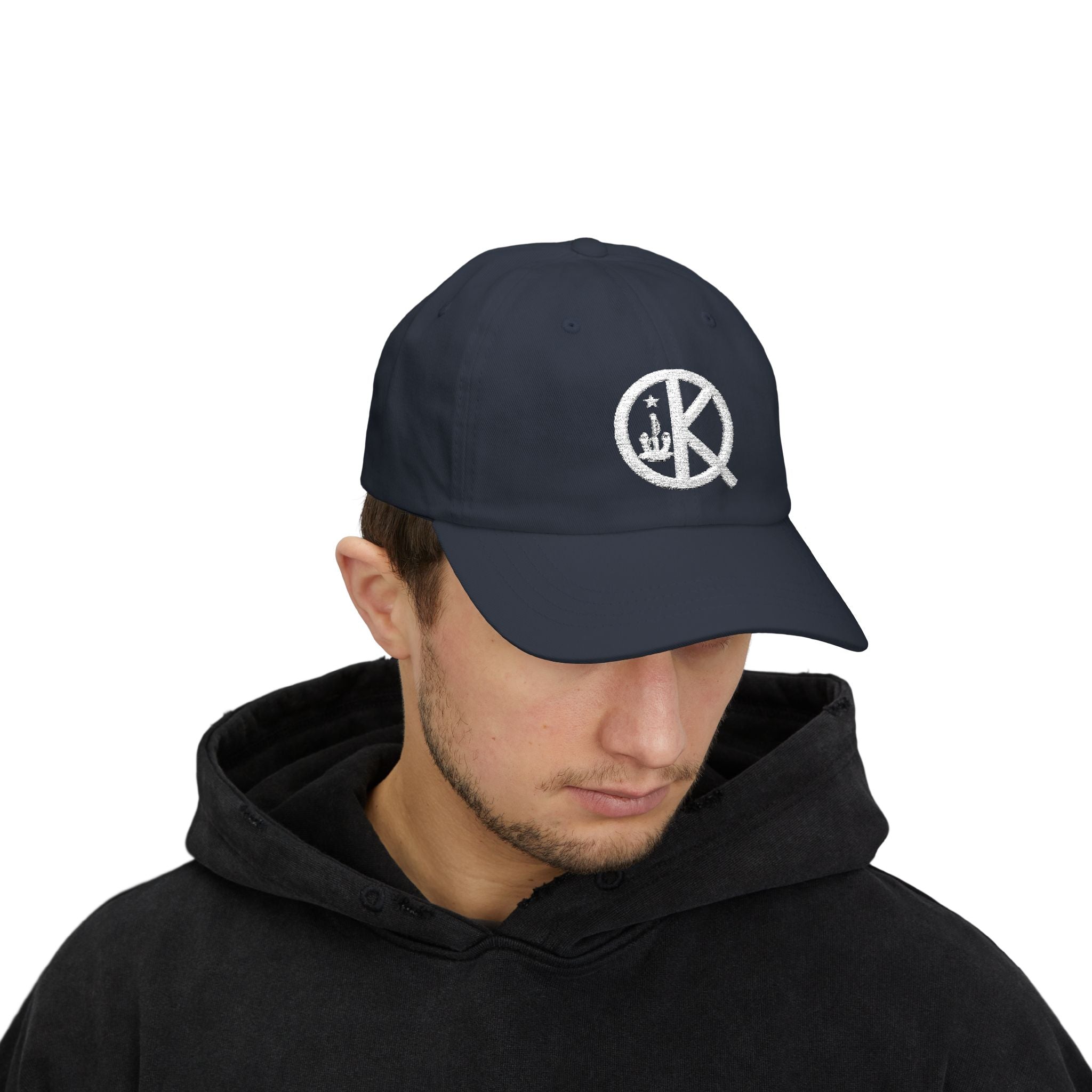 Quincy QK Classic Dad Cap — White Logo Baseball Hat
