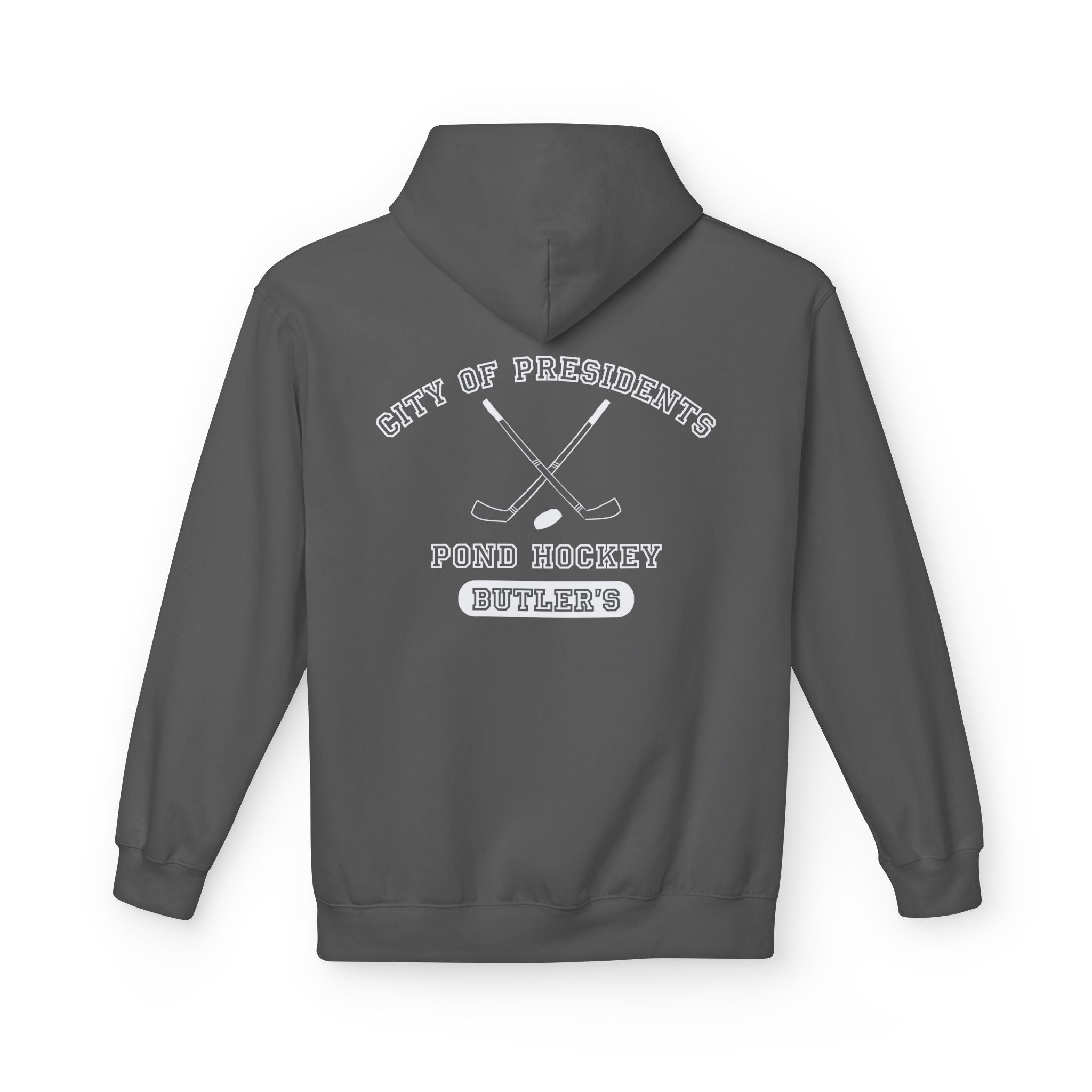 Butler's Pond Hockey Softstyle Hoodie White Text