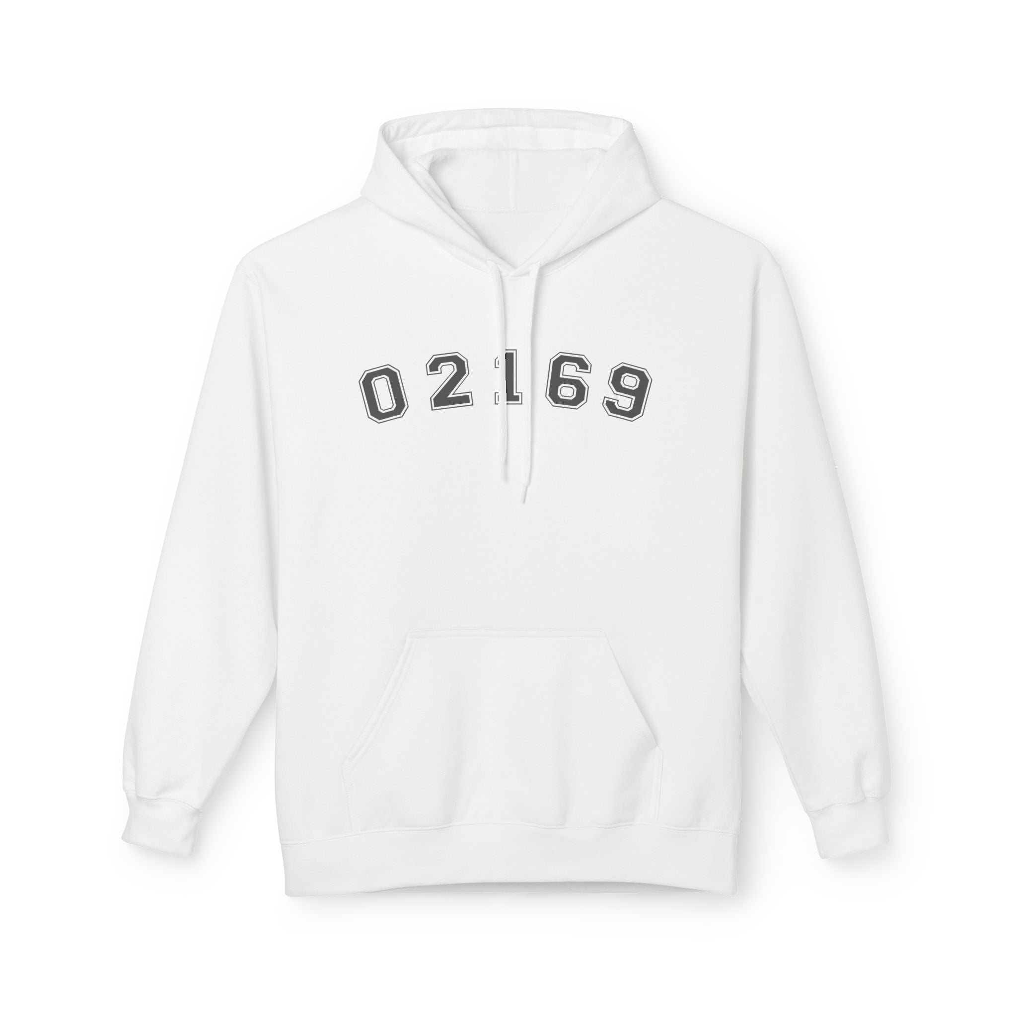 02169- Quincy Zip Code Softstyle Hoodie Grey Text