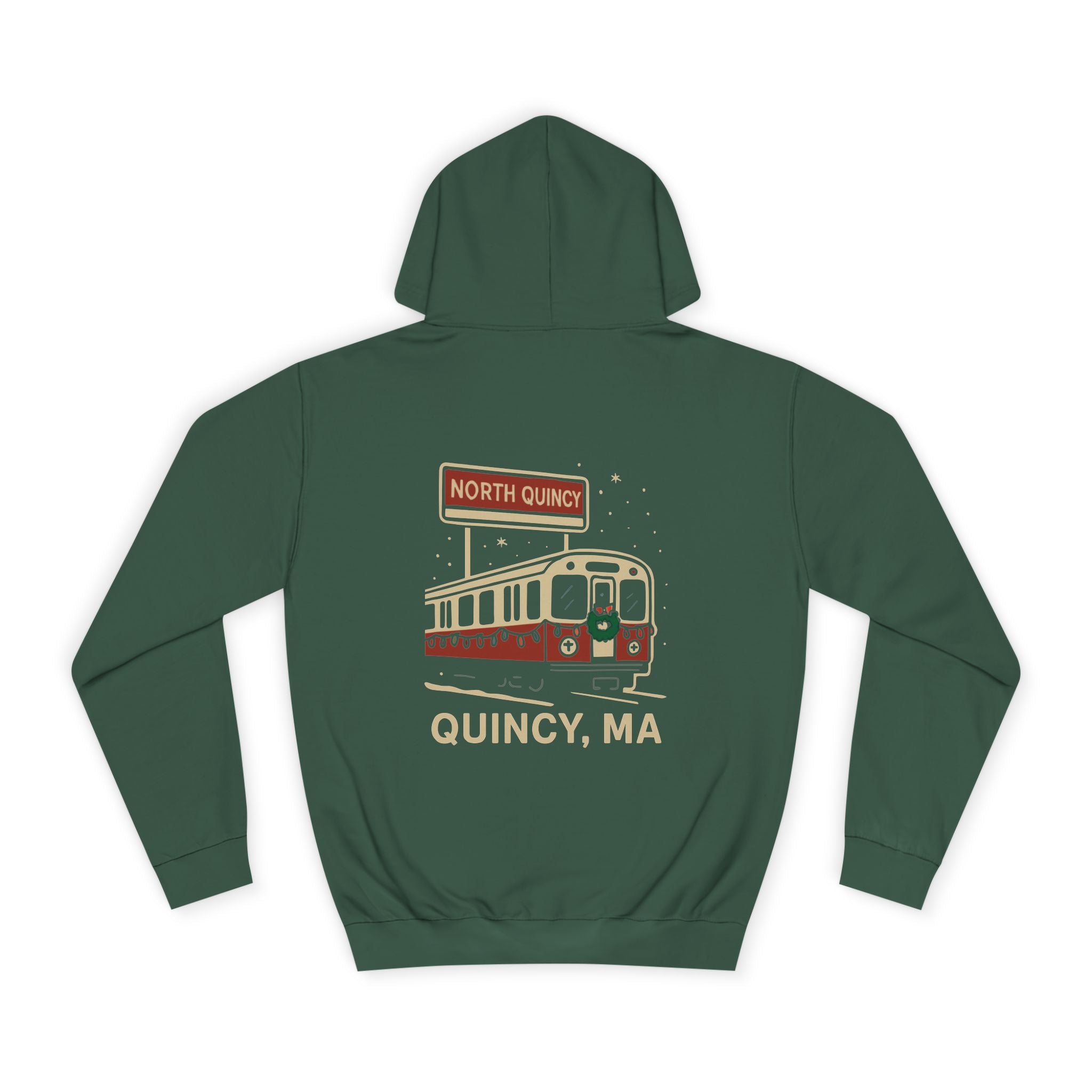 North Quincy Red Line Holiday Hoodie- White Logo